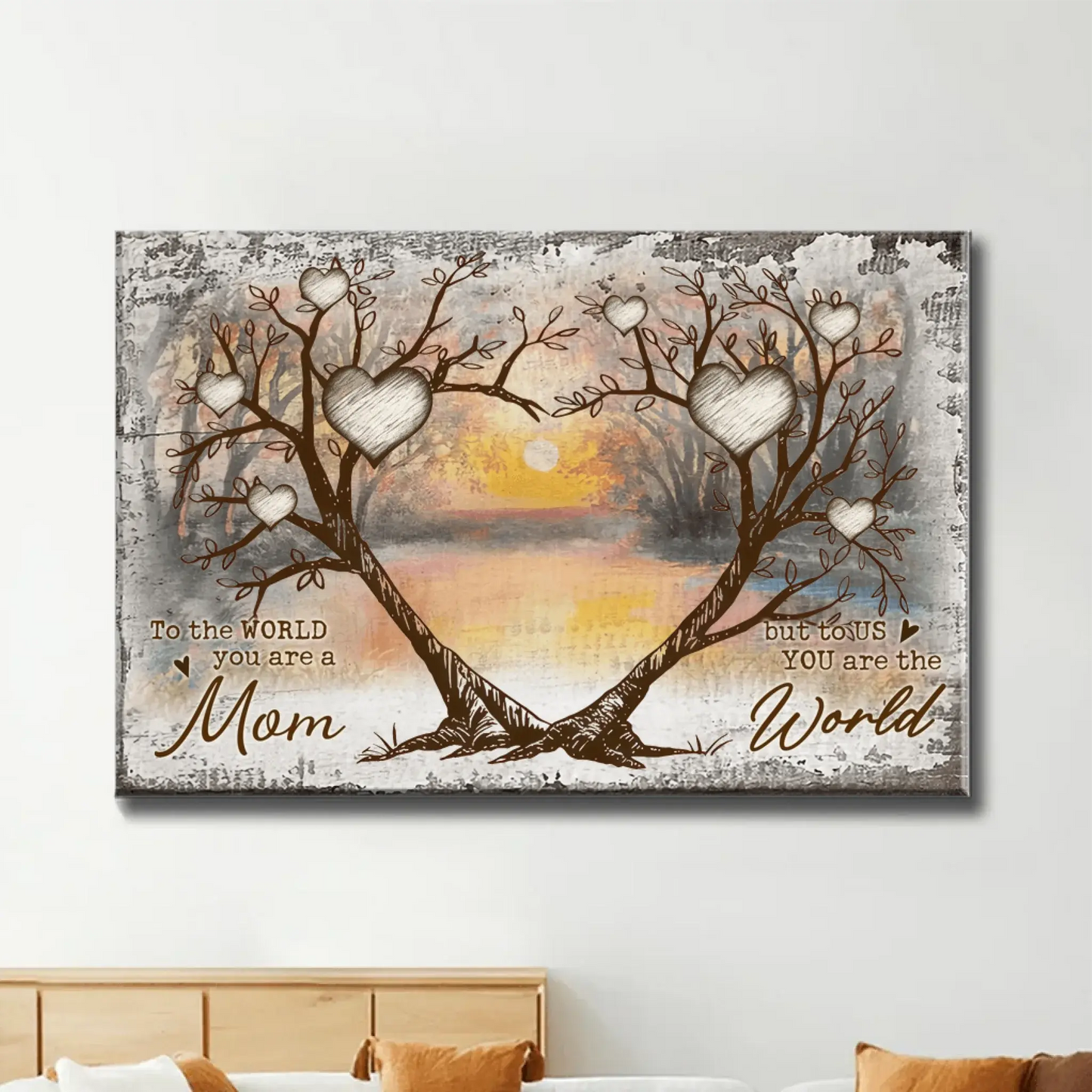 Back-View Family & Dog Tree Personalized Poster – To the World You Are a Dad, But to Us You Are the World – Custom Father's Day Gift with Names & Pets Ezcustomize