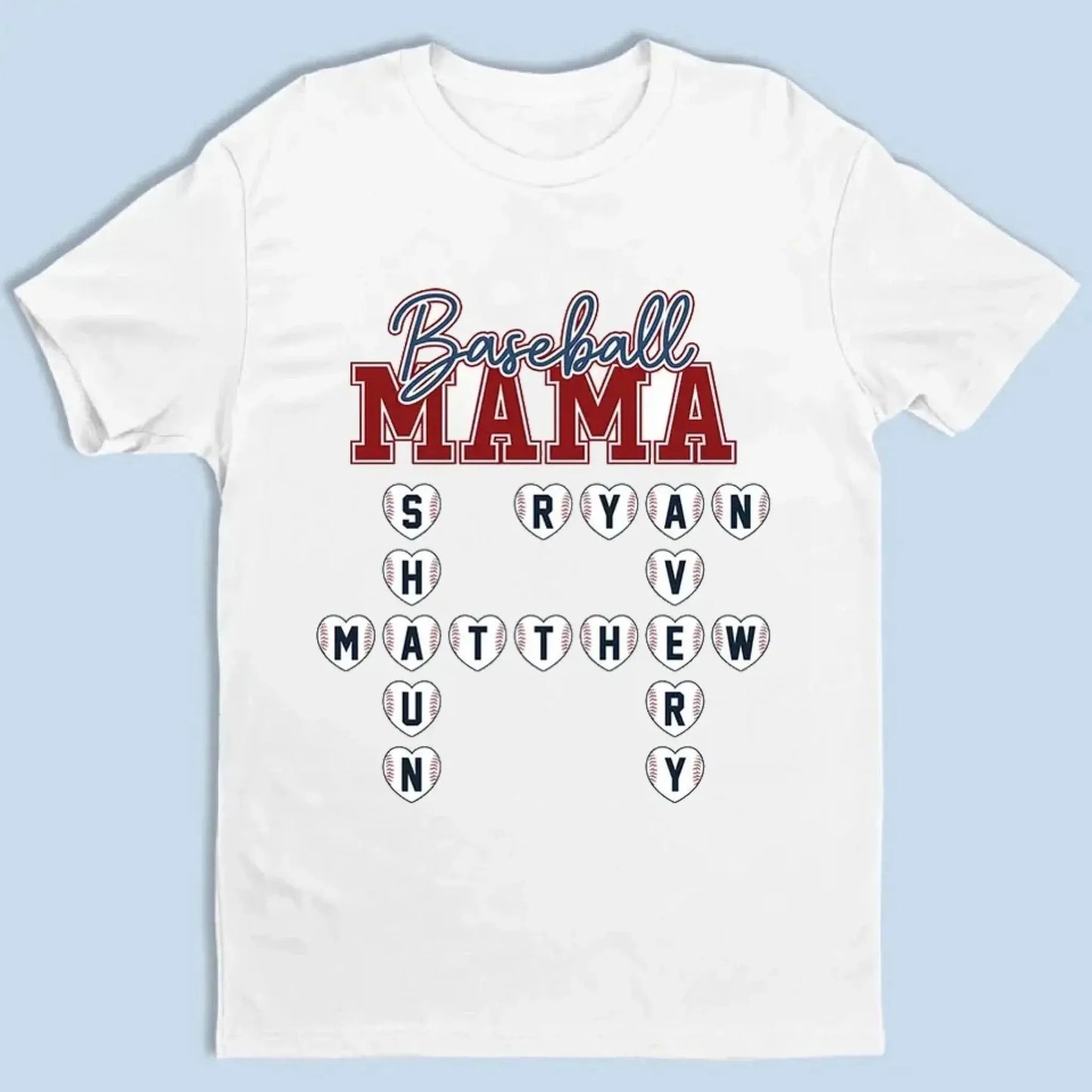 Baseball Crossword Puzzle Name Art – Personalized Shirt for Mama, Mom & Grandma – Custom Gift for Proud Sports Fans Ezcustomize