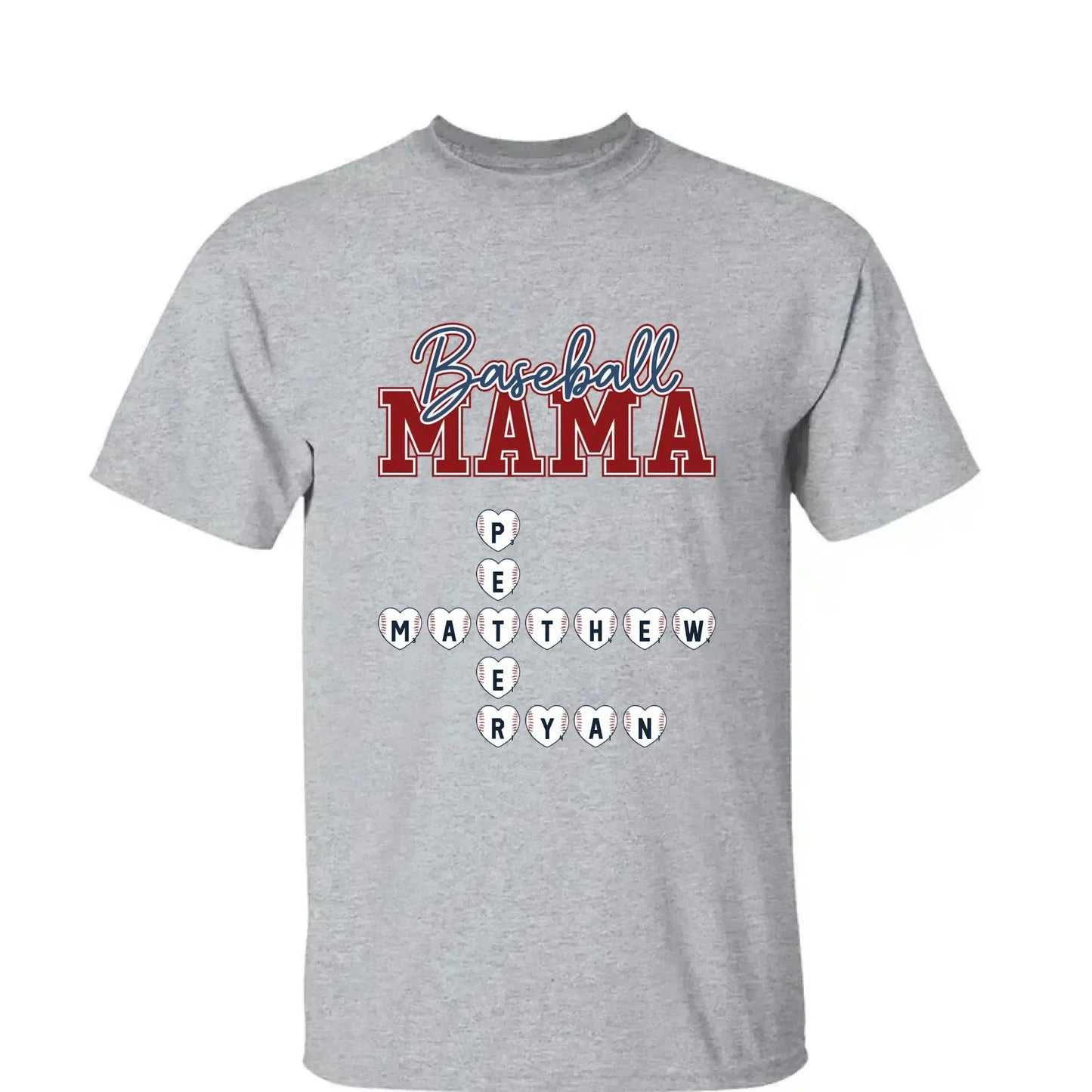 Baseball Crossword Puzzle Name Art – Personalized Shirt for Mama, Mom & Grandma – Custom Gift for Proud Sports Fans Ezcustomize