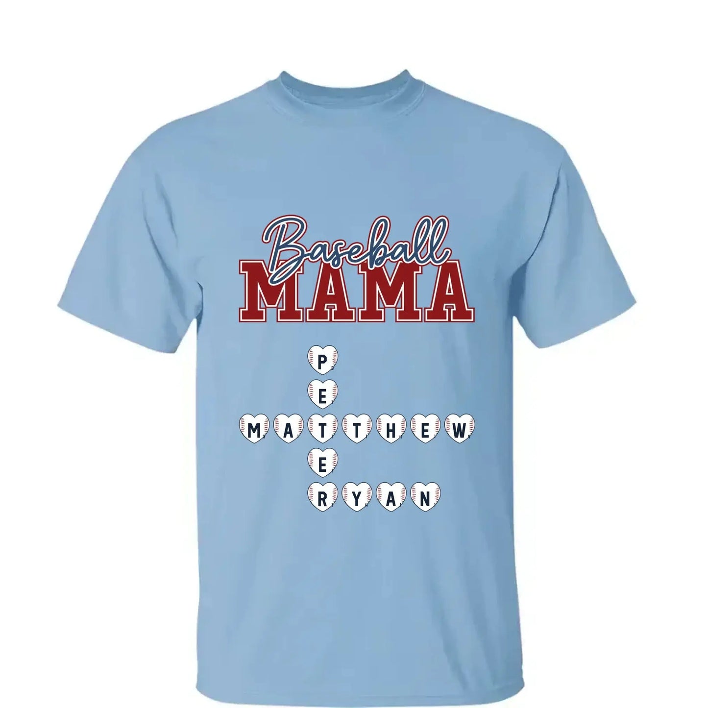 Baseball Crossword Puzzle Name Art – Personalized Shirt for Mama, Mom & Grandma – Custom Gift for Proud Sports Fans Ezcustomize