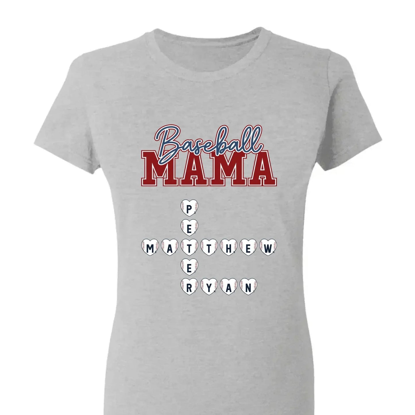 Baseball Crossword Puzzle Name Art – Personalized Shirt for Mama, Mom & Grandma – Custom Gift for Proud Sports Fans Ezcustomize