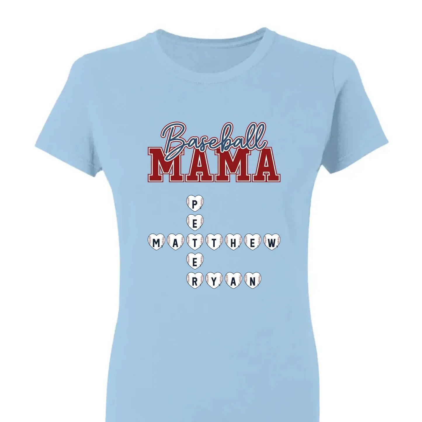 Baseball Crossword Puzzle Name Art – Personalized Shirt for Mama, Mom & Grandma – Custom Gift for Proud Sports Fans Ezcustomize