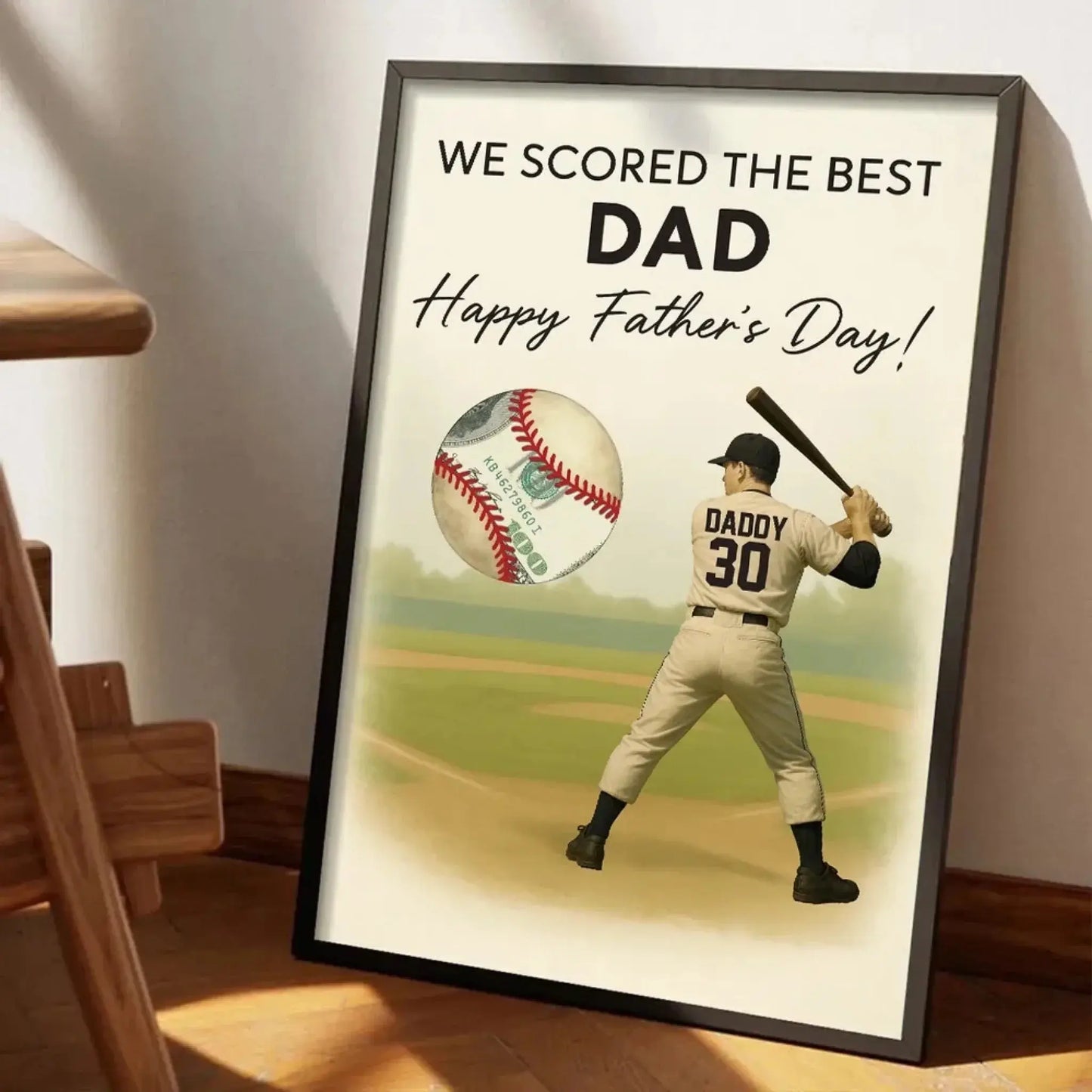 Baseball Dad Father’s Day Poster – Personalized Money Gift Print – Custom Gift for Dad or Husband Who Loves Baseball Ezcustomize