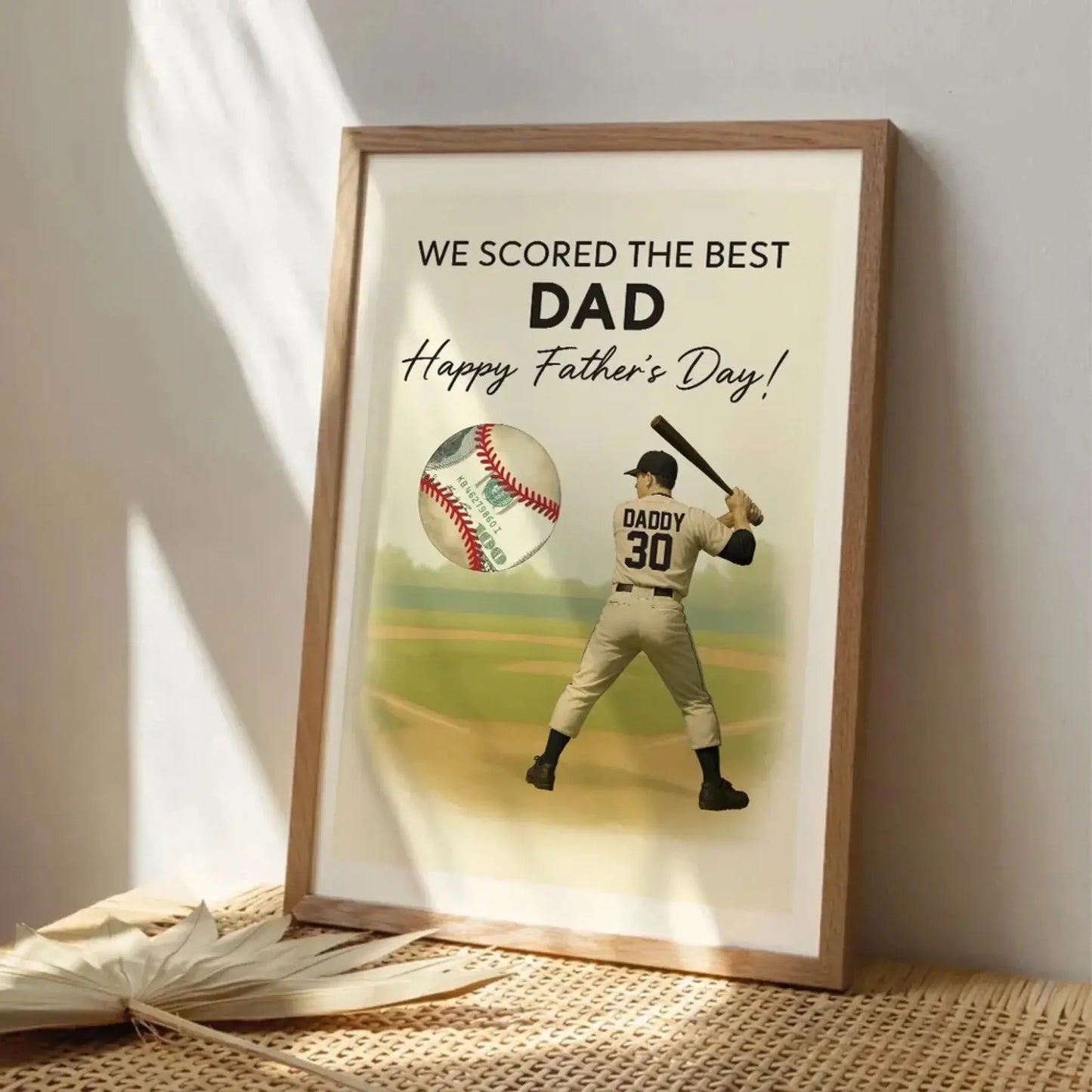 Baseball Dad Father’s Day Poster – Personalized Money Gift Print – Custom Gift for Dad or Husband Who Loves Baseball Ezcustomize