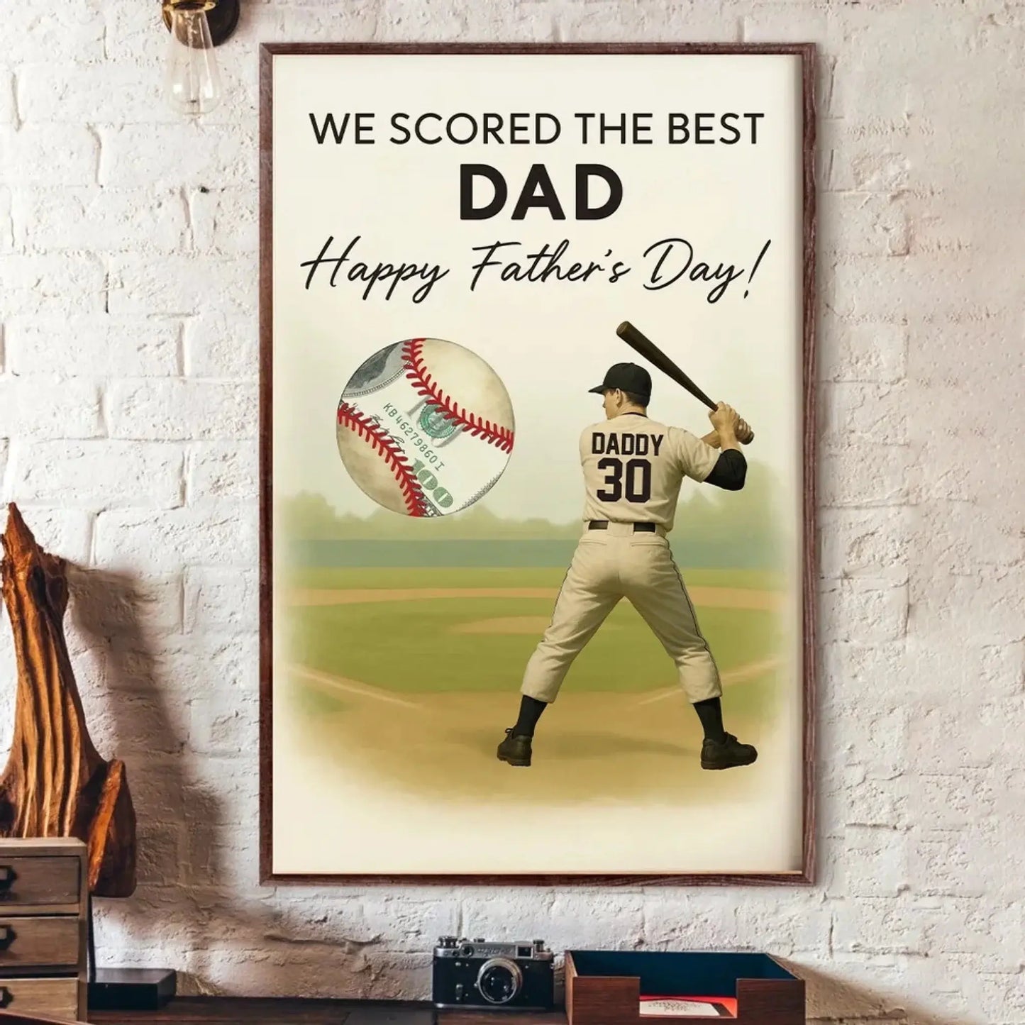 Baseball Dad Father’s Day Poster – Personalized Money Gift Print – Custom Gift for Dad or Husband Who Loves Baseball Ezcustomize