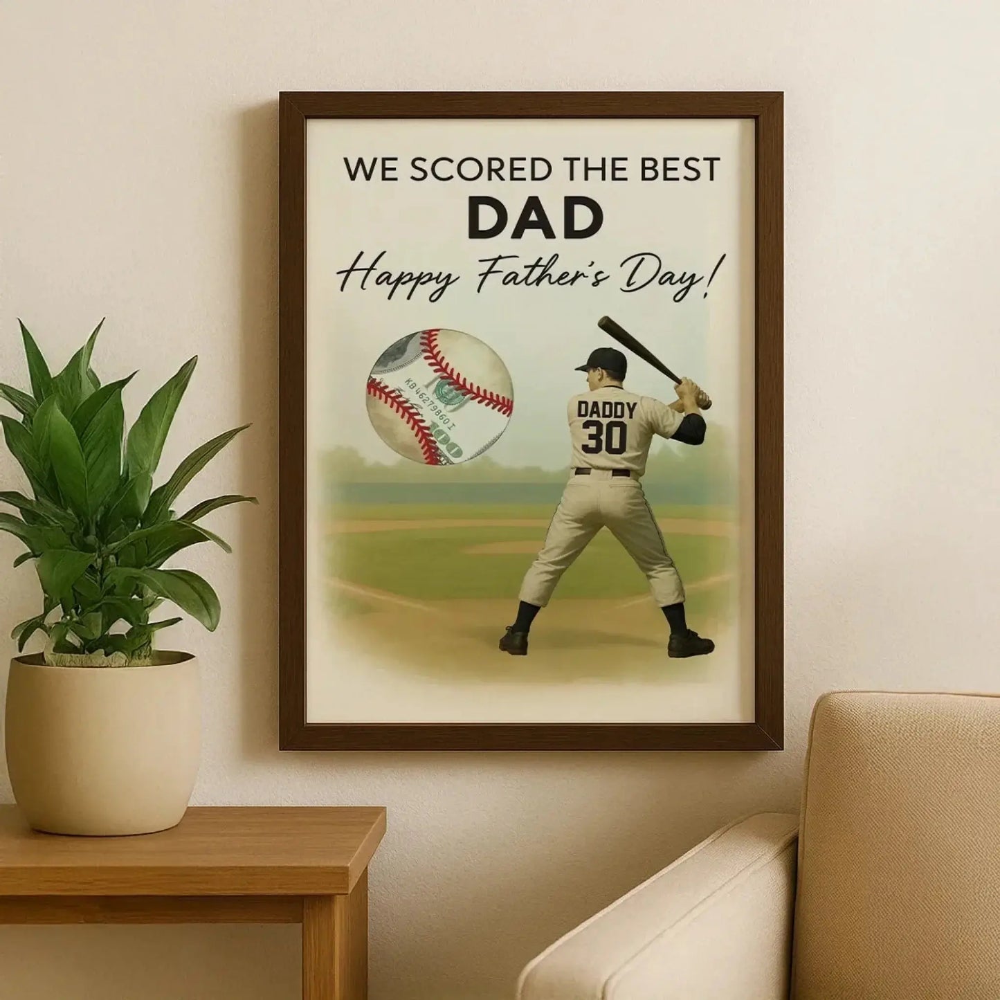 Baseball Dad Father’s Day Poster – Personalized Money Gift Print – Custom Gift for Dad or Husband Who Loves Baseball Ezcustomize