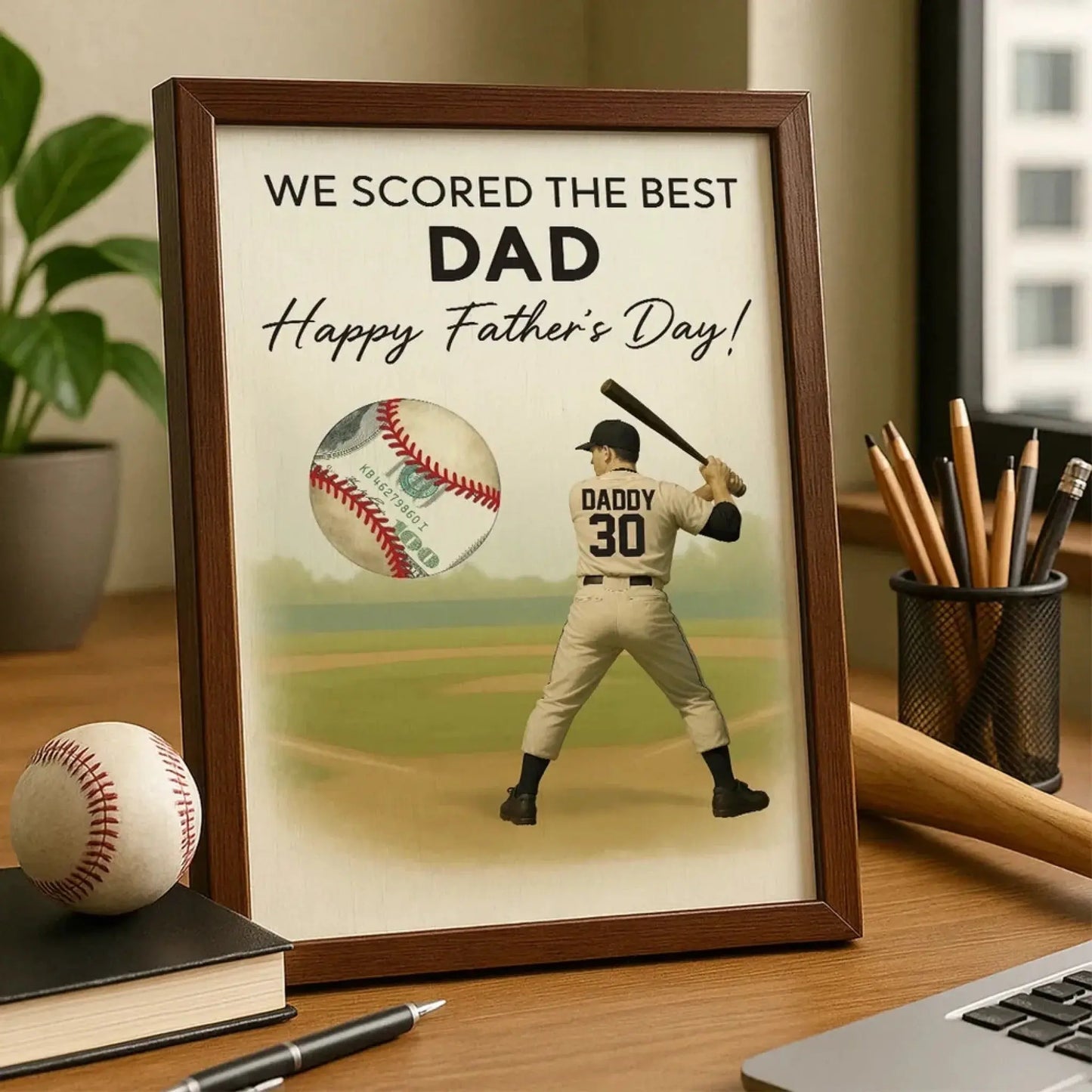 Baseball Dad Father’s Day Poster – Personalized Money Gift Print – Custom Gift for Dad or Husband Who Loves Baseball Ezcustomize