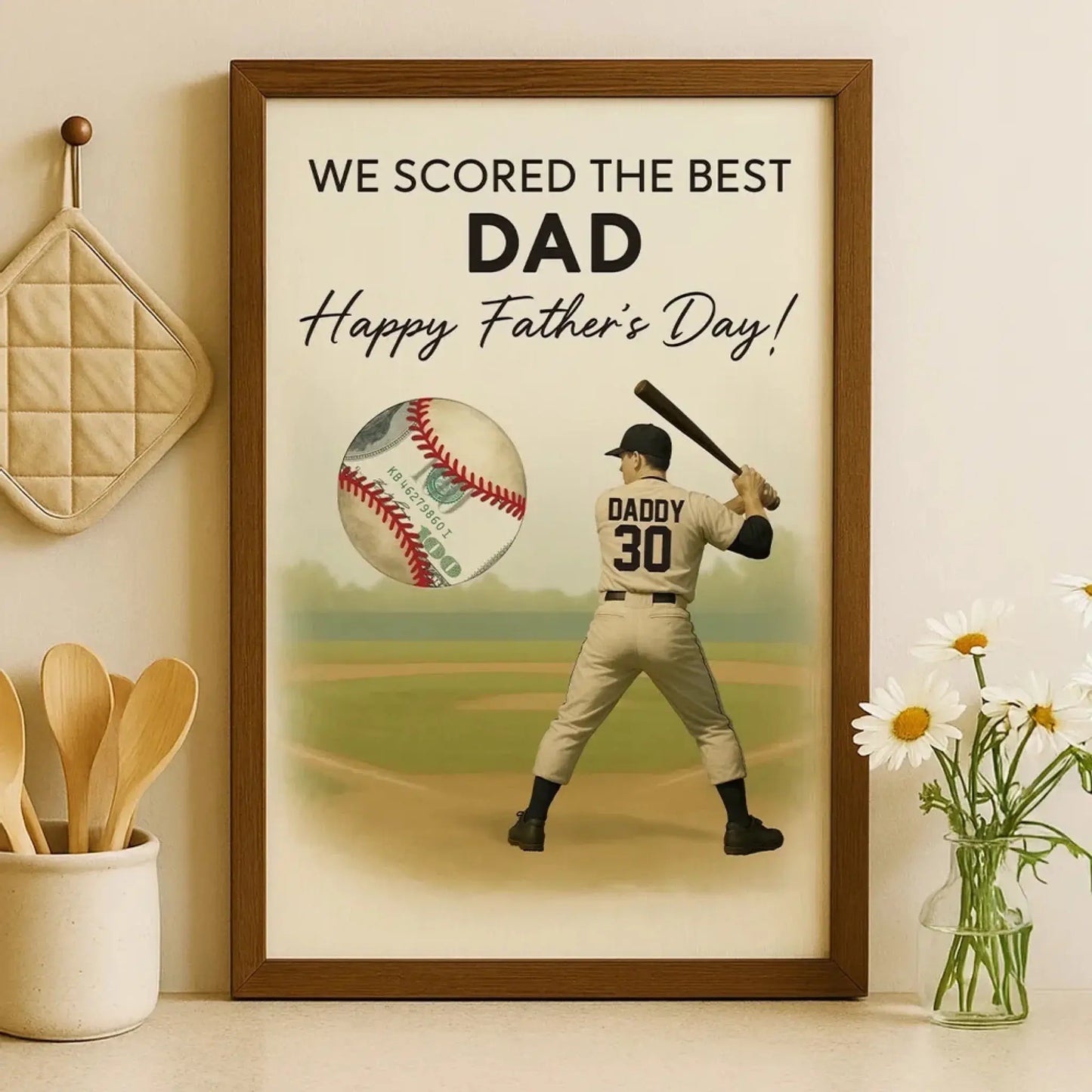 Baseball Dad Father’s Day Poster – Personalized Money Gift Print – Custom Gift for Dad or Husband Who Loves Baseball Ezcustomize