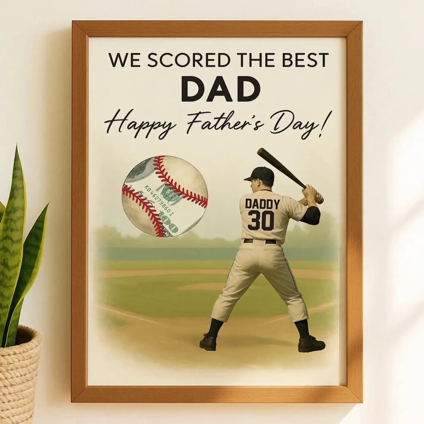 Baseball Dad Father’s Day Poster – Personalized Money Gift Print – Custom Gift for Dad or Husband Who Loves Baseball Ezcustomize