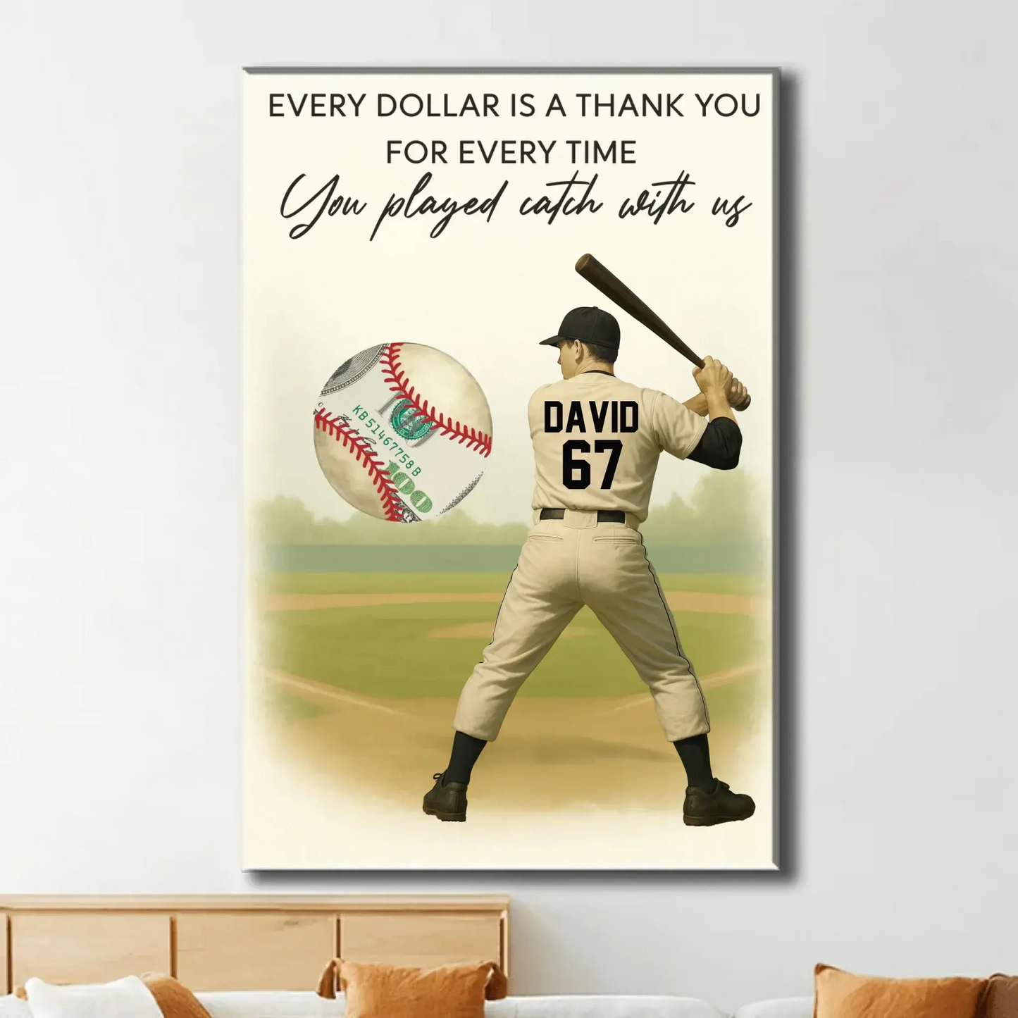 Baseball Dad Father’s Day Poster – Personalized Money Gift Print – Custom Gift for Dad or Husband Who Loves Baseball Ezcustomize