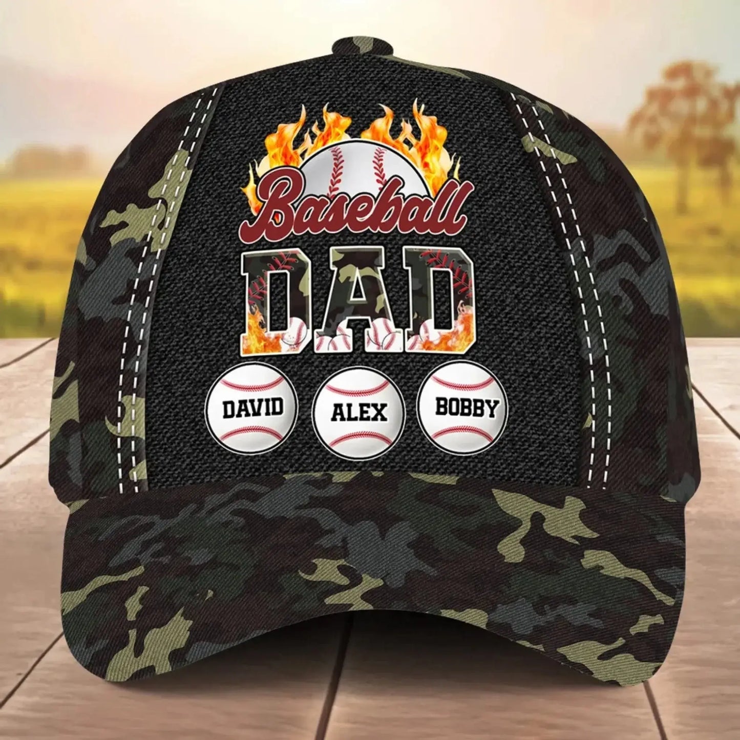 Baseball Dad Personalized Classic Cap – Custom Camo Hat with Kids' Names – Father's Day Gift for Sporty Dad copy Ezcustomize