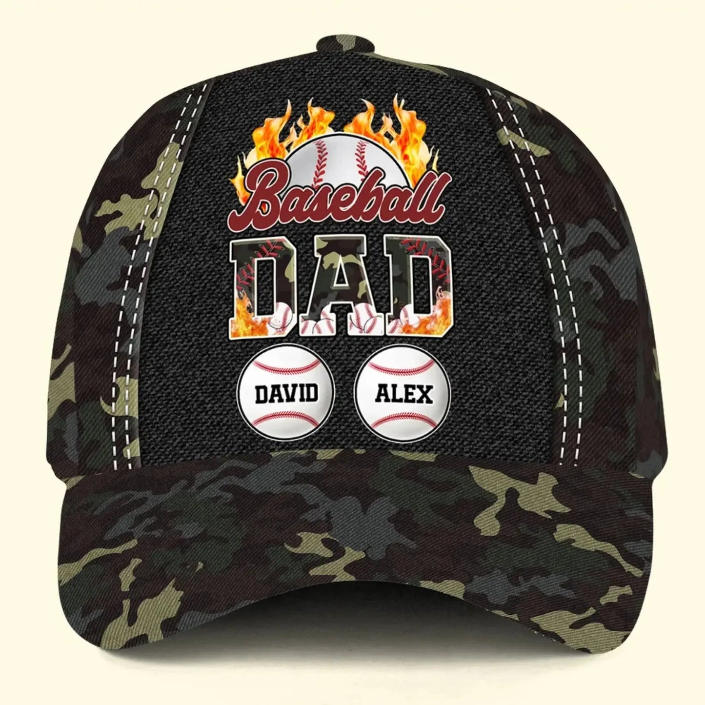 Baseball Dad Personalized Classic Cap – Custom Camo Hat with Kids' Names – Father's Day Gift for Sporty Dad copy Ezcustomize