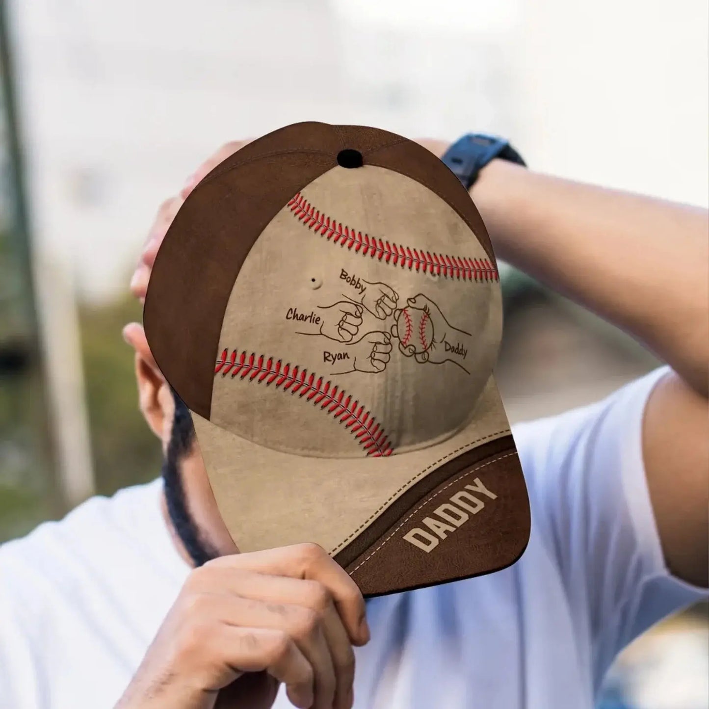 Baseball Dad & Grandpa with Fist Bump Design – Personalized Classic Hat – Custom Gift for Sports-Loving Fathers & Grandpas Ezcustomize