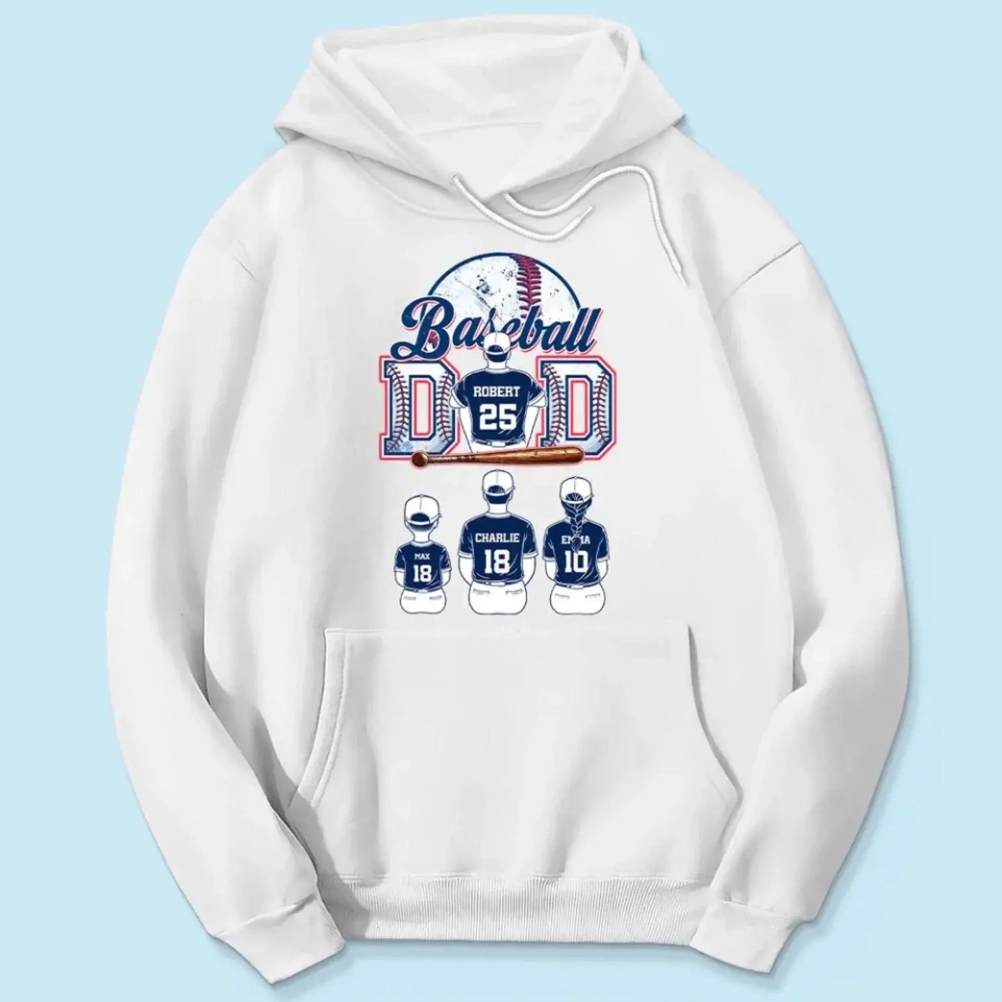 Baseball Dad & Kids Retro Shirt – Personalized T-Shirt – Custom Father’s Day Gift for Proud Baseball Dads Ezcustomize