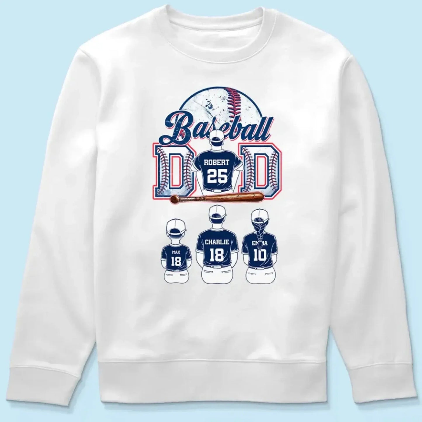 Baseball Dad & Kids Retro Shirt – Personalized T-Shirt – Custom Father’s Day Gift for Proud Baseball Dads Ezcustomize