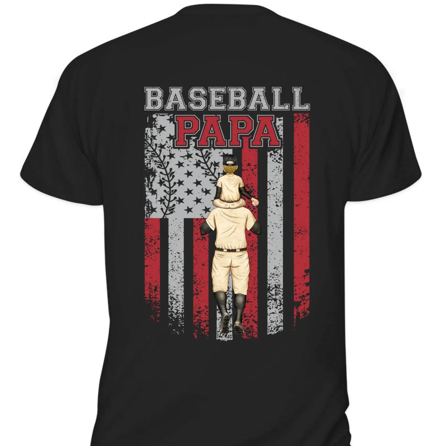 Baseball Dad, Brother, Grandpa with Patriotic Design – Personalized T-Shirt – Custom Gift for Sports-Loving Family Members Ezcustomize