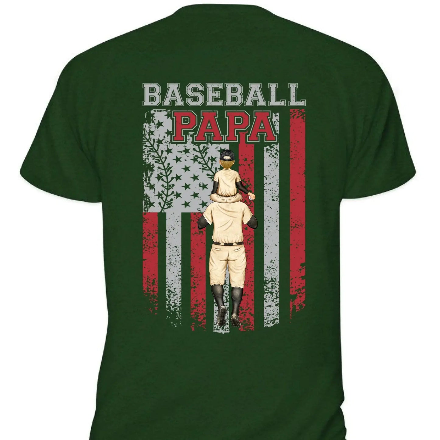 Baseball Dad, Brother, Grandpa with Patriotic Design – Personalized T-Shirt – Custom Gift for Sports-Loving Family Members Ezcustomize
