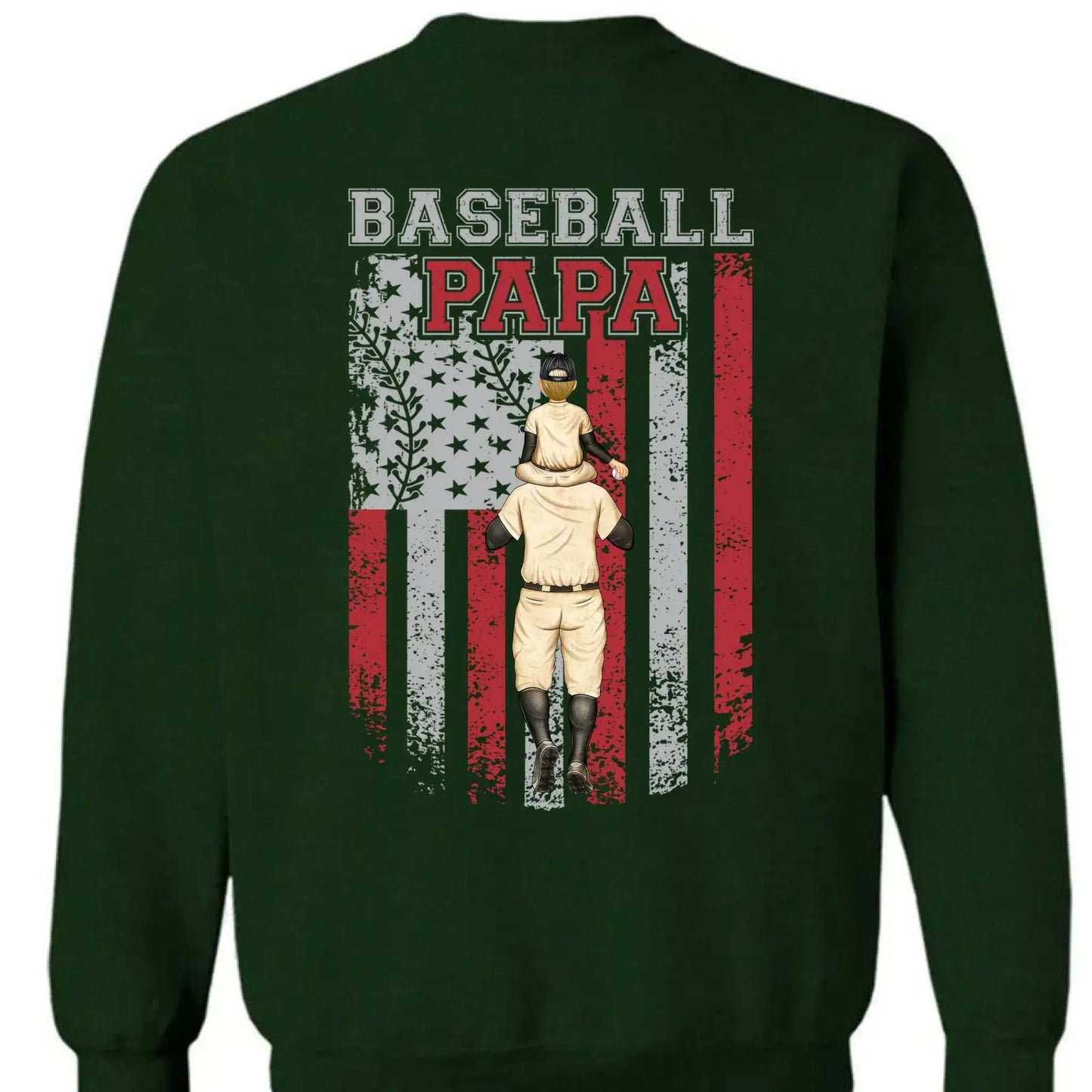 Baseball Dad, Brother, Grandpa with Patriotic Design – Personalized T-Shirt – Custom Gift for Sports-Loving Family Members Ezcustomize