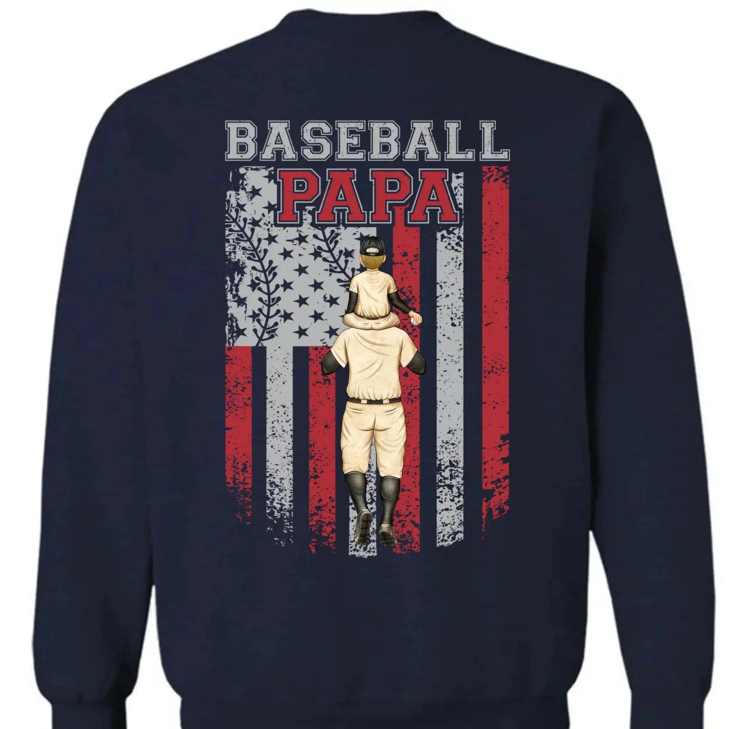 Baseball Dad, Brother, Grandpa with Patriotic Design – Personalized T-Shirt – Custom Gift for Sports-Loving Family Members Ezcustomize