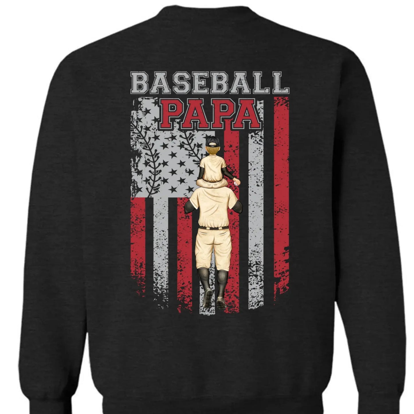 Baseball Dad, Brother, Grandpa with Patriotic Design – Personalized T-Shirt – Custom Gift for Sports-Loving Family Members Ezcustomize