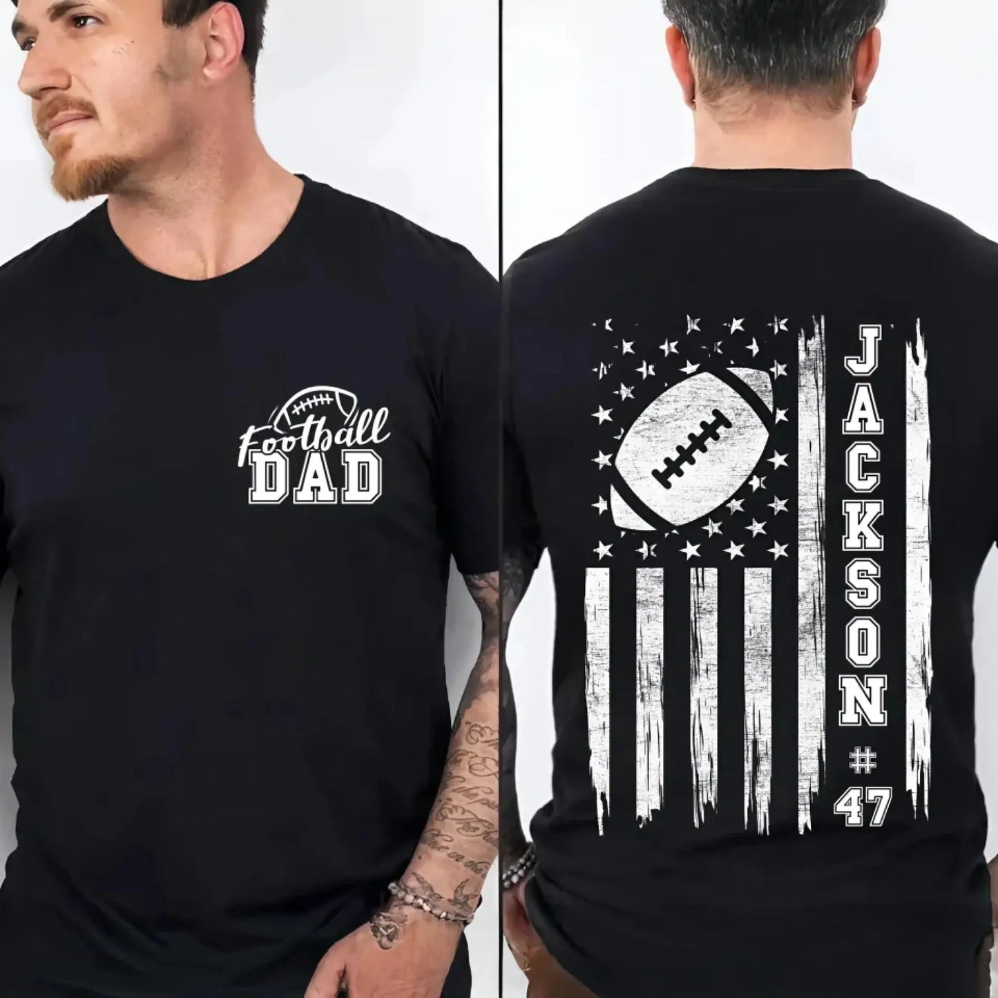 Baseball/Football/Basketball Dad or Grandpa Shirt – Personalized 2-Sided Print T-Shirt – Custom Sports Gift for Father’s Day Ezcustomize