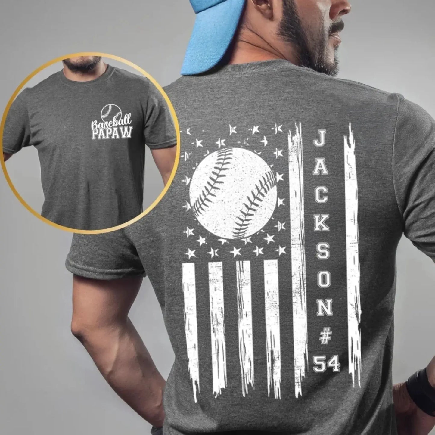 Baseball/Football/Basketball Dad or Grandpa Shirt – Personalized 2-Sided Print T-Shirt – Custom Sports Gift for Father’s Day Ezcustomize