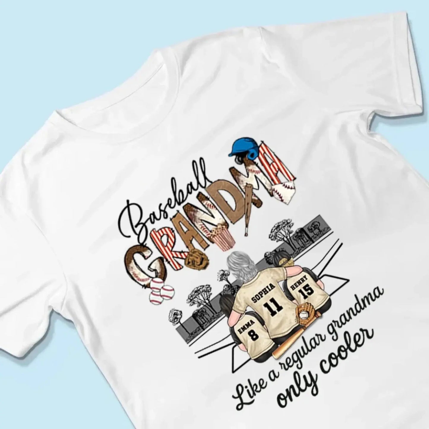 Baseball Grandma Like A Regular Grandma Only Cooler - Personalized T-Shirt, Gift For Sport Mom/ Grandma, Sport Lovers Ezcustomize