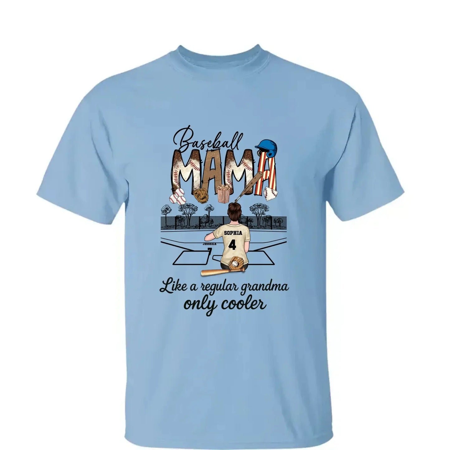 Baseball Grandma Like A Regular Grandma Only Cooler - Personalized T-Shirt, Gift For Sport Mom/ Grandma, Sport Lovers Ezcustomize