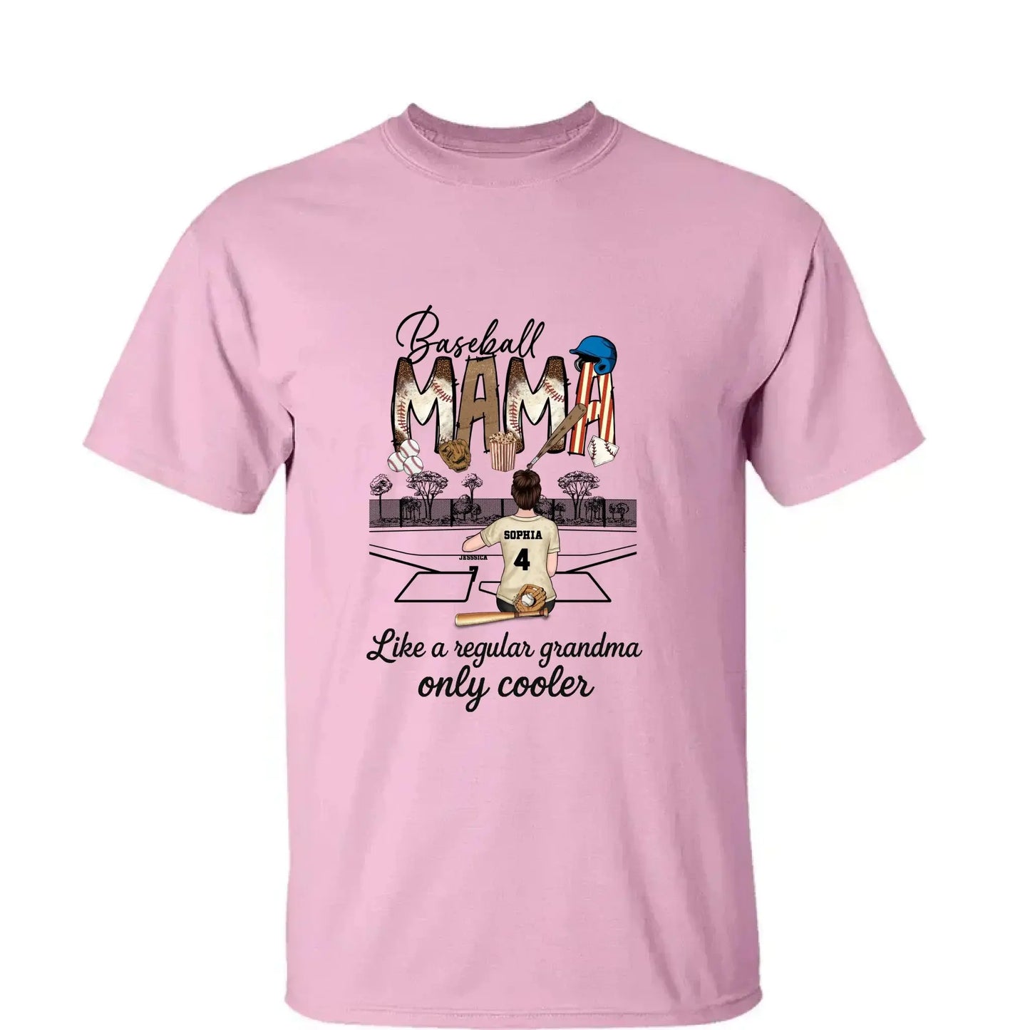 Baseball Grandma Like A Regular Grandma Only Cooler - Personalized T-Shirt, Gift For Sport Mom/ Grandma, Sport Lovers Ezcustomize