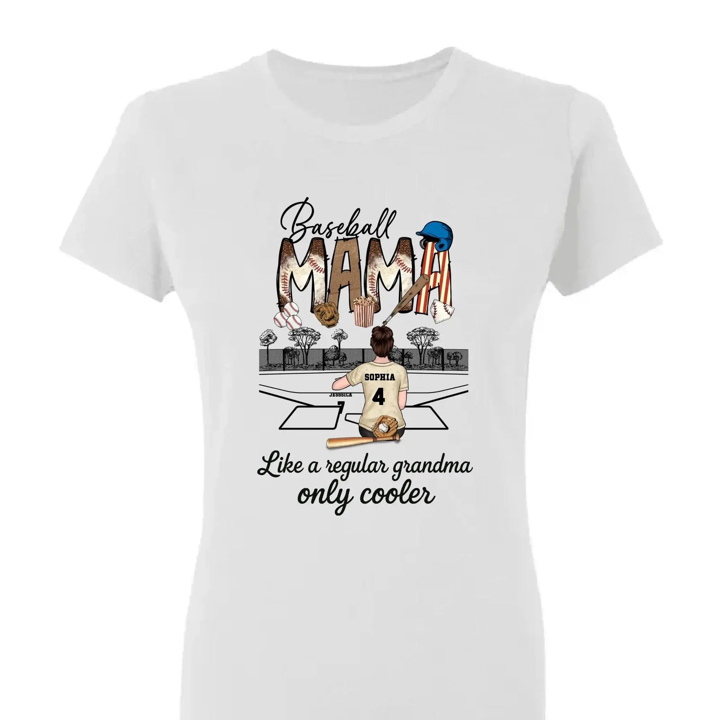 Baseball Grandma Like A Regular Grandma Only Cooler - Personalized T-Shirt, Gift For Sport Mom/ Grandma, Sport Lovers Ezcustomize