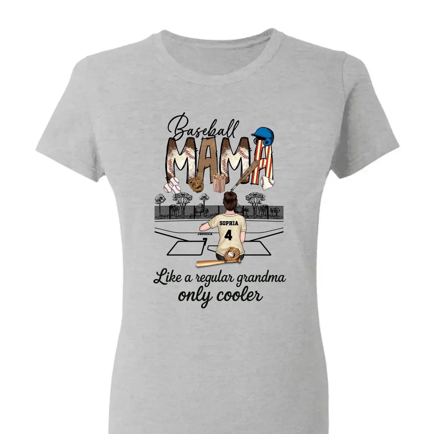 Baseball Grandma Like A Regular Grandma Only Cooler - Personalized T-Shirt, Gift For Sport Mom/ Grandma, Sport Lovers Ezcustomize