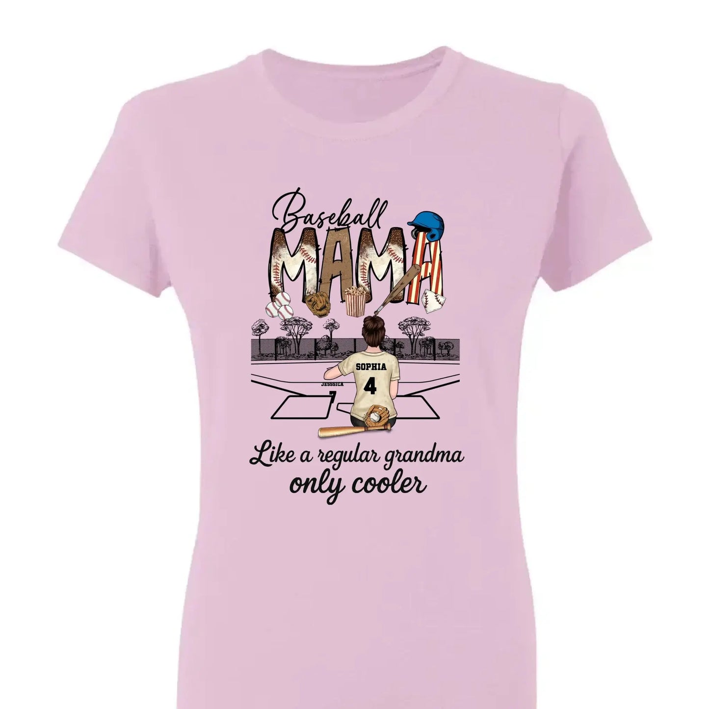 Baseball Grandma Like A Regular Grandma Only Cooler - Personalized T-Shirt, Gift For Sport Mom/ Grandma, Sport Lovers Ezcustomize