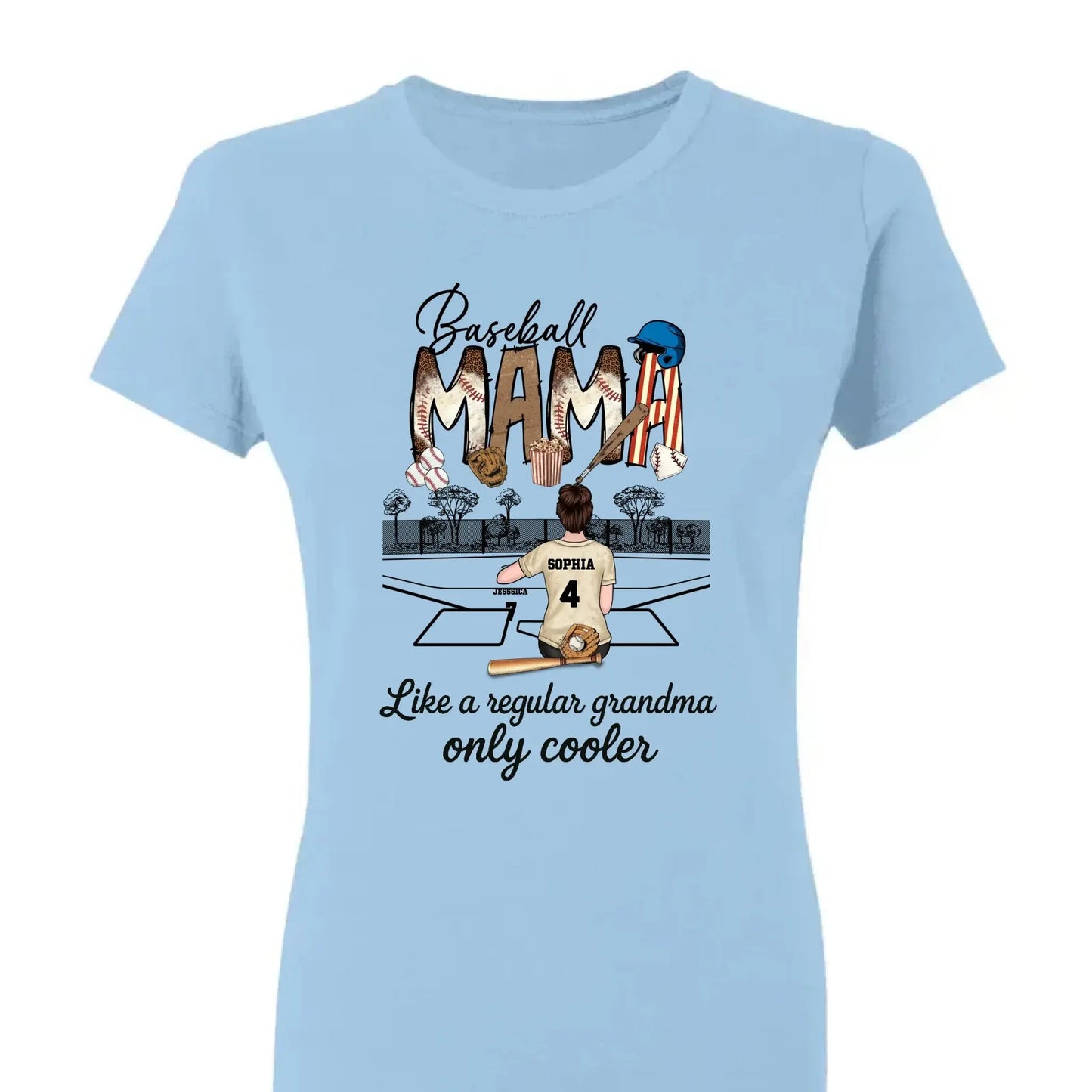 Baseball Grandma Like A Regular Grandma Only Cooler - Personalized T-Shirt, Gift For Sport Mom/ Grandma, Sport Lovers Ezcustomize
