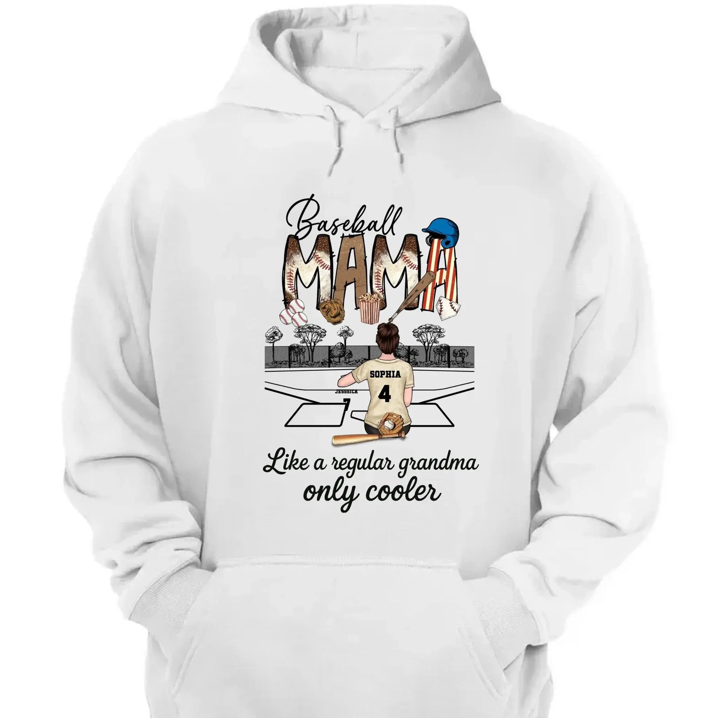 Baseball Grandma Like A Regular Grandma Only Cooler - Personalized T-Shirt, Gift For Sport Mom/ Grandma, Sport Lovers Ezcustomize