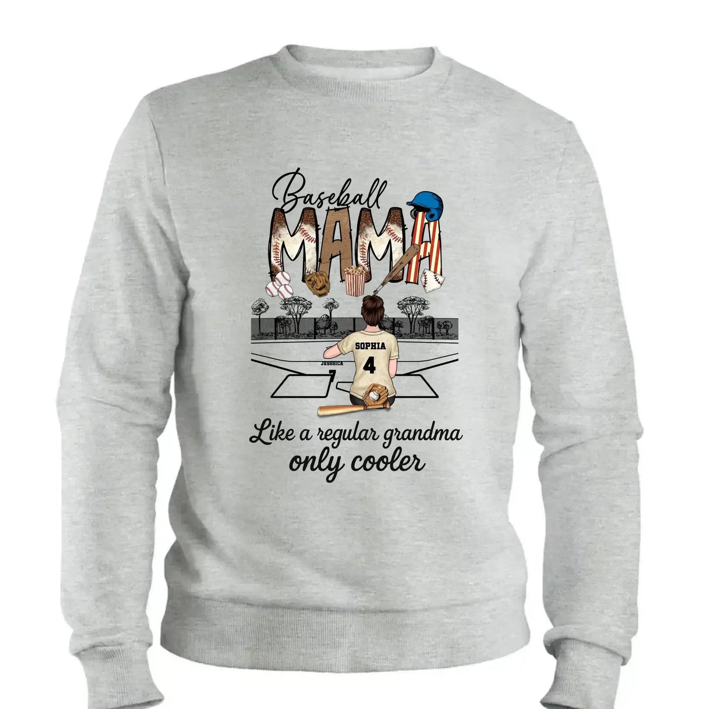 Baseball Grandma Like A Regular Grandma Only Cooler - Personalized T-Shirt, Gift For Sport Mom/ Grandma, Sport Lovers Ezcustomize