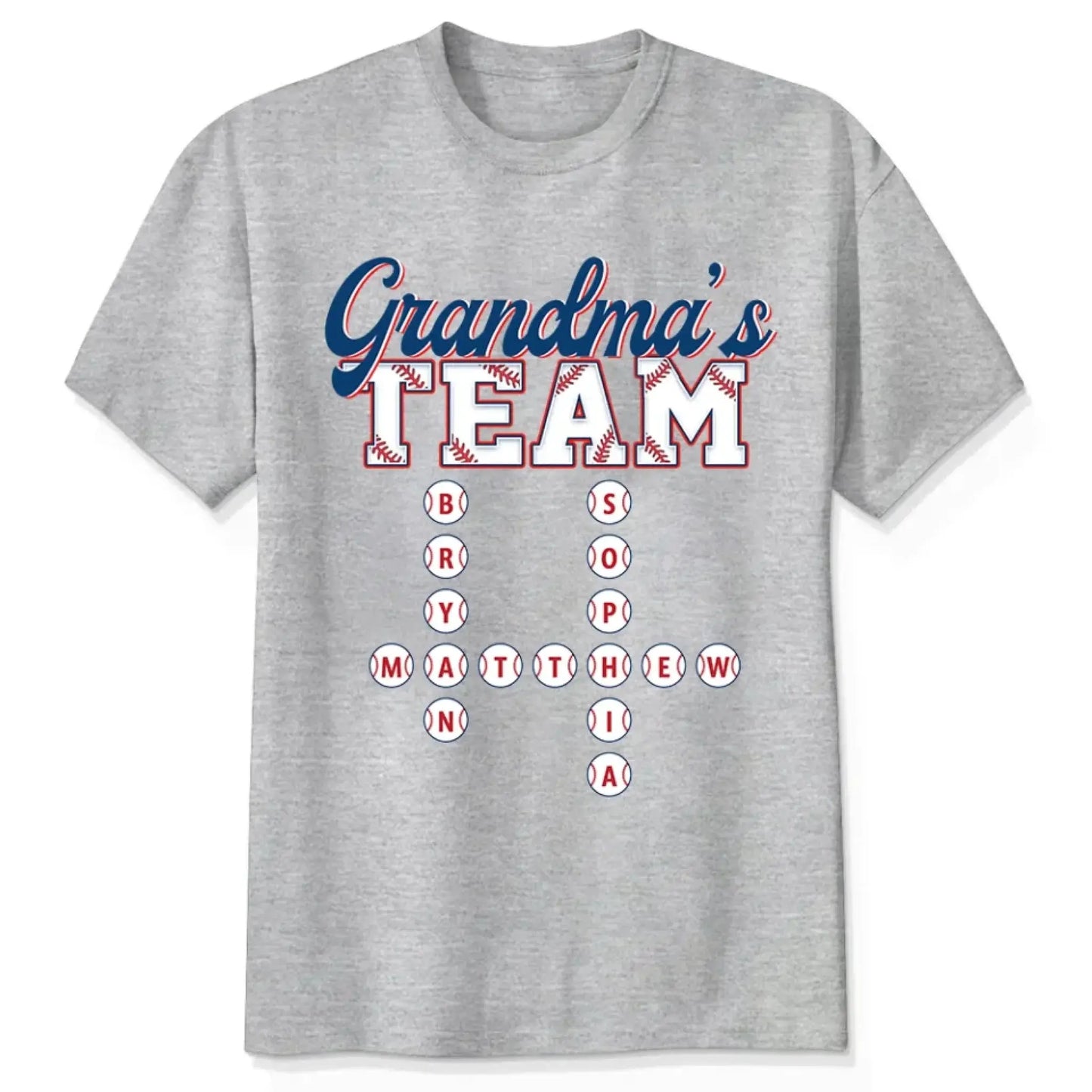 Baseball Grandma's Team Crossword Puzzle Art – Personalized Shirt, Custom Gift for Proud Baseball Grandmas Ezcustomize