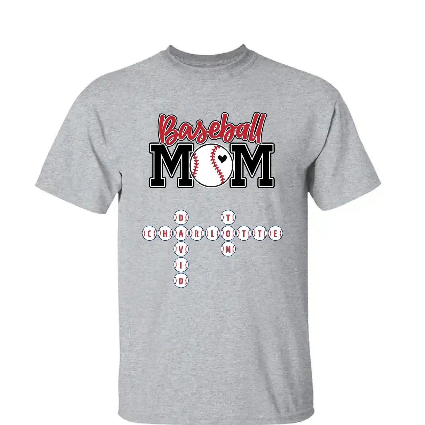 Baseball Mom & Grandma Crossword Puzzle Art – Personalized Shirt, Custom Gift for Proud Baseball Moms and Grandmas Ezcustomize