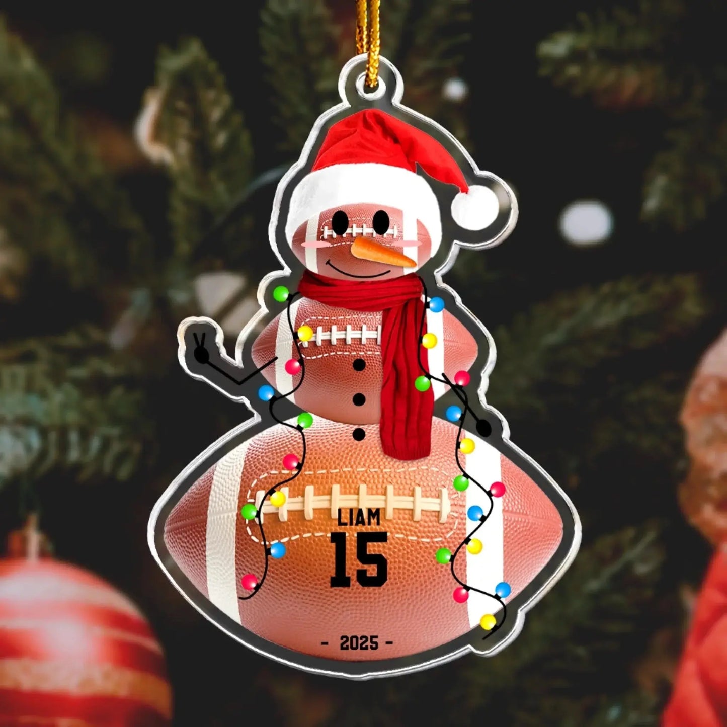 Baseball Snowman - Personalized Acrylic Ornament - Custom Christmas Gift for Players, Team Members, and Boys Ezcustomize