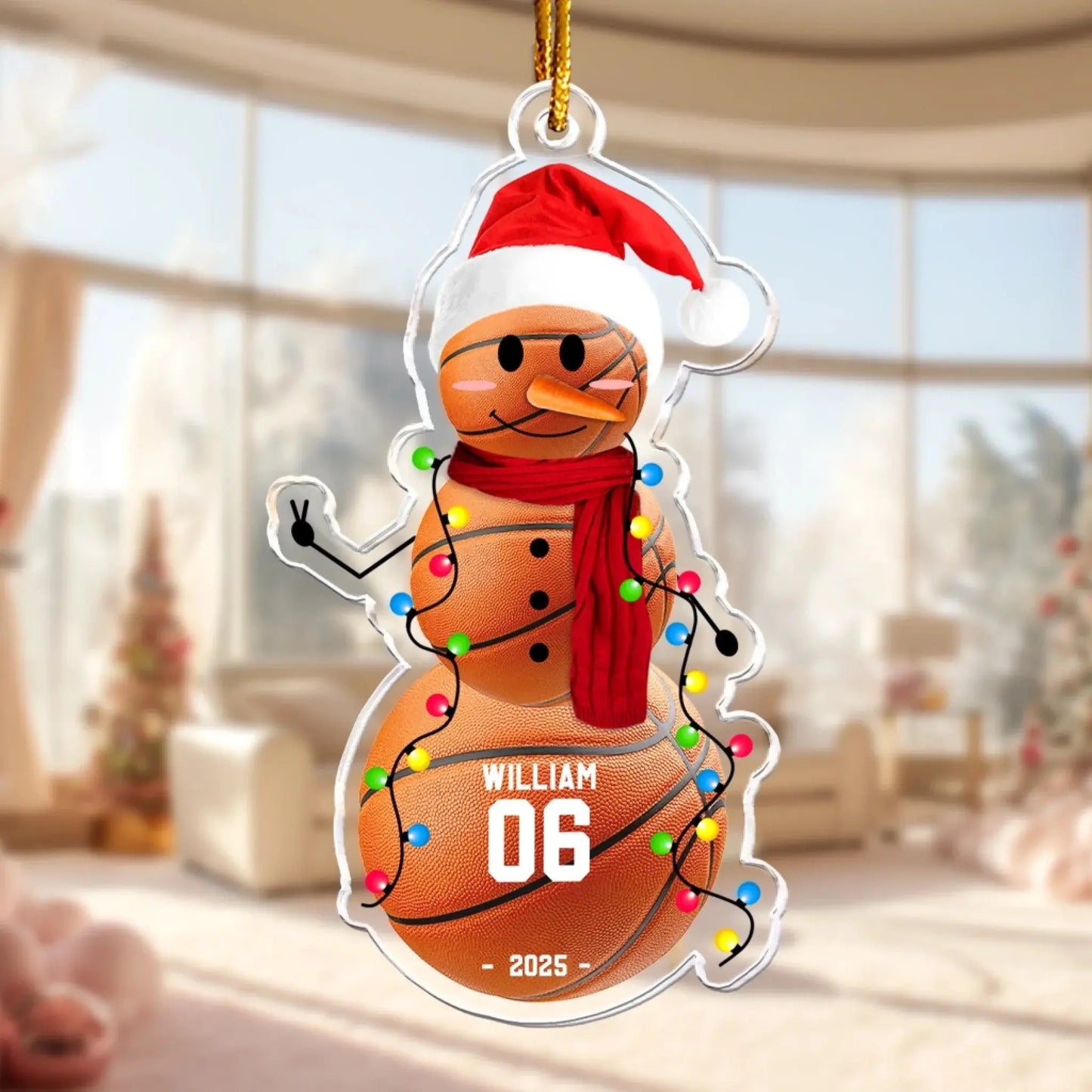 Baseball Snowman - Personalized Acrylic Ornament - Custom Christmas Gift for Players, Team Members, and Boys Ezcustomize