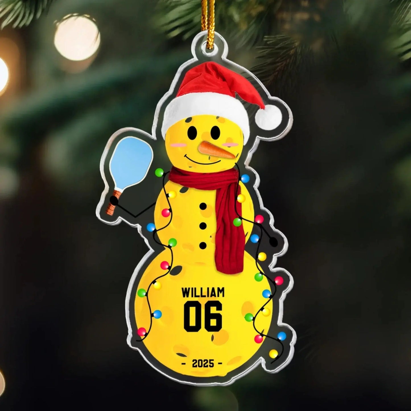 Baseball Snowman - Personalized Acrylic Ornament - Custom Christmas Gift for Players, Team Members, and Boys Ezcustomize