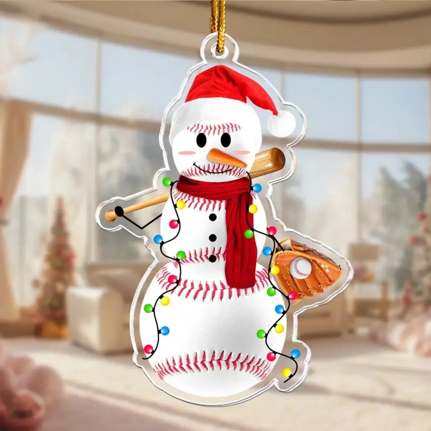 Baseball Snowman - Personalized Acrylic Ornament - Custom Christmas Gift for Players, Team Members, and Boys Ezcustomize