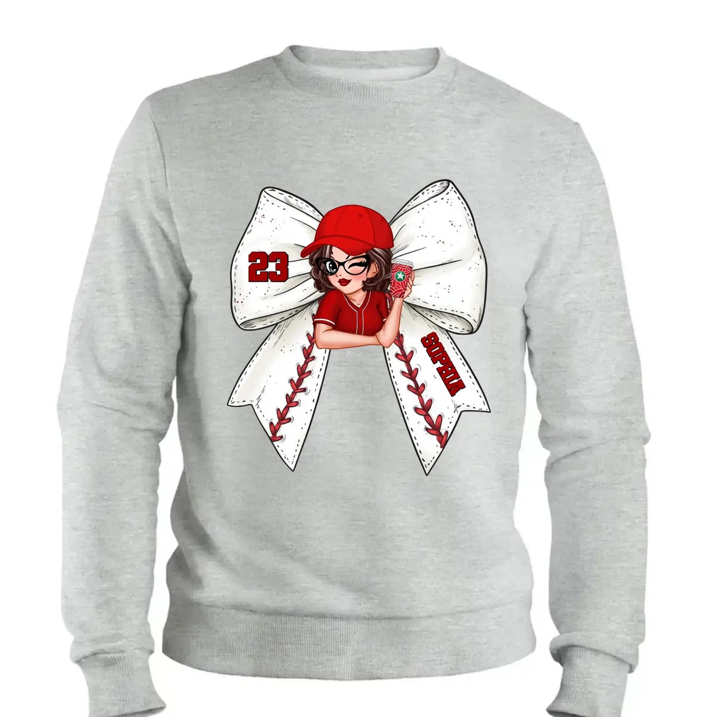 Baseball/Softball Bow Shirt with Jersey Number – Personalized T-Shirt – Custom Gift for Baseball Mom or Wife Ezcustomize