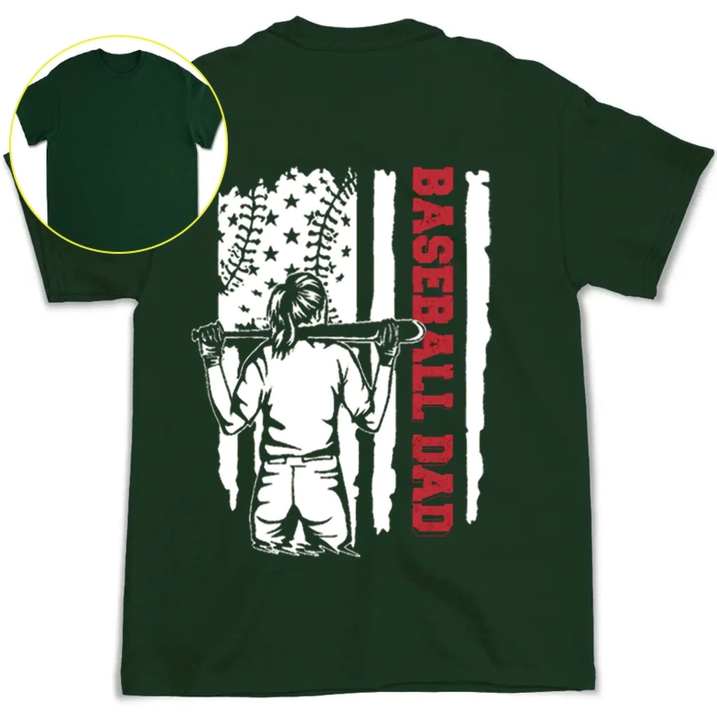 Baseball/Softball Dad Shirt – Personalized T-Shirt with Name & Number – Father’s Day Gift for Dad or Grandpa with Patriotic Design Ezcustomize