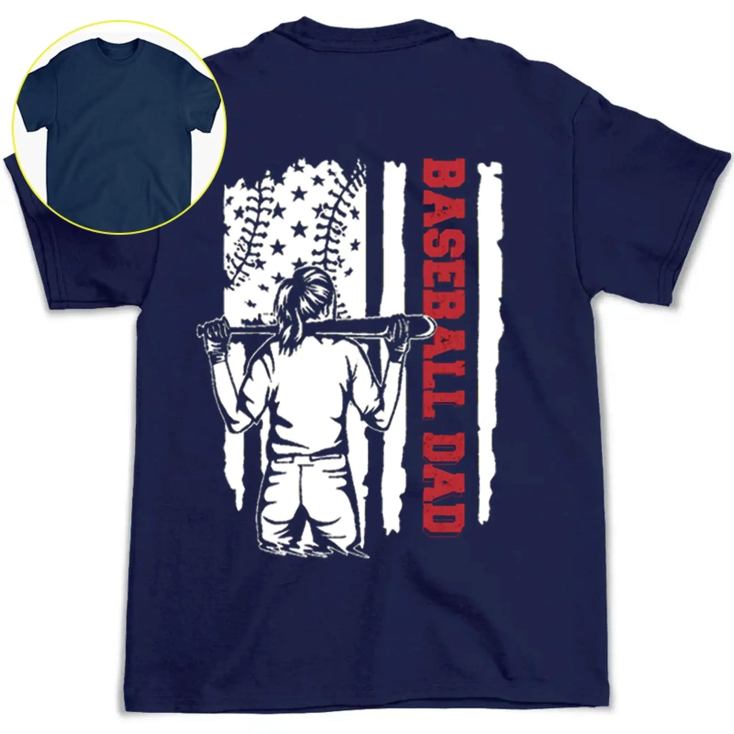 Baseball/Softball Dad Shirt – Personalized T-Shirt with Name & Number – Father’s Day Gift for Dad or Grandpa with Patriotic Design Ezcustomize