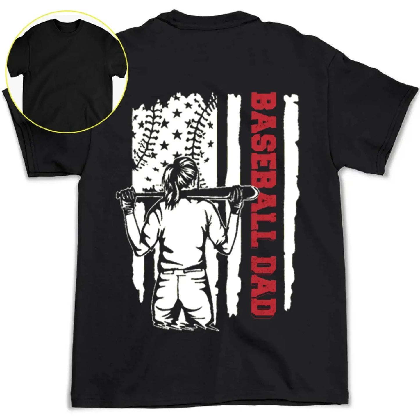 Baseball/Softball Dad Shirt – Personalized T-Shirt with Name & Number – Father’s Day Gift for Dad or Grandpa with Patriotic Design Ezcustomize