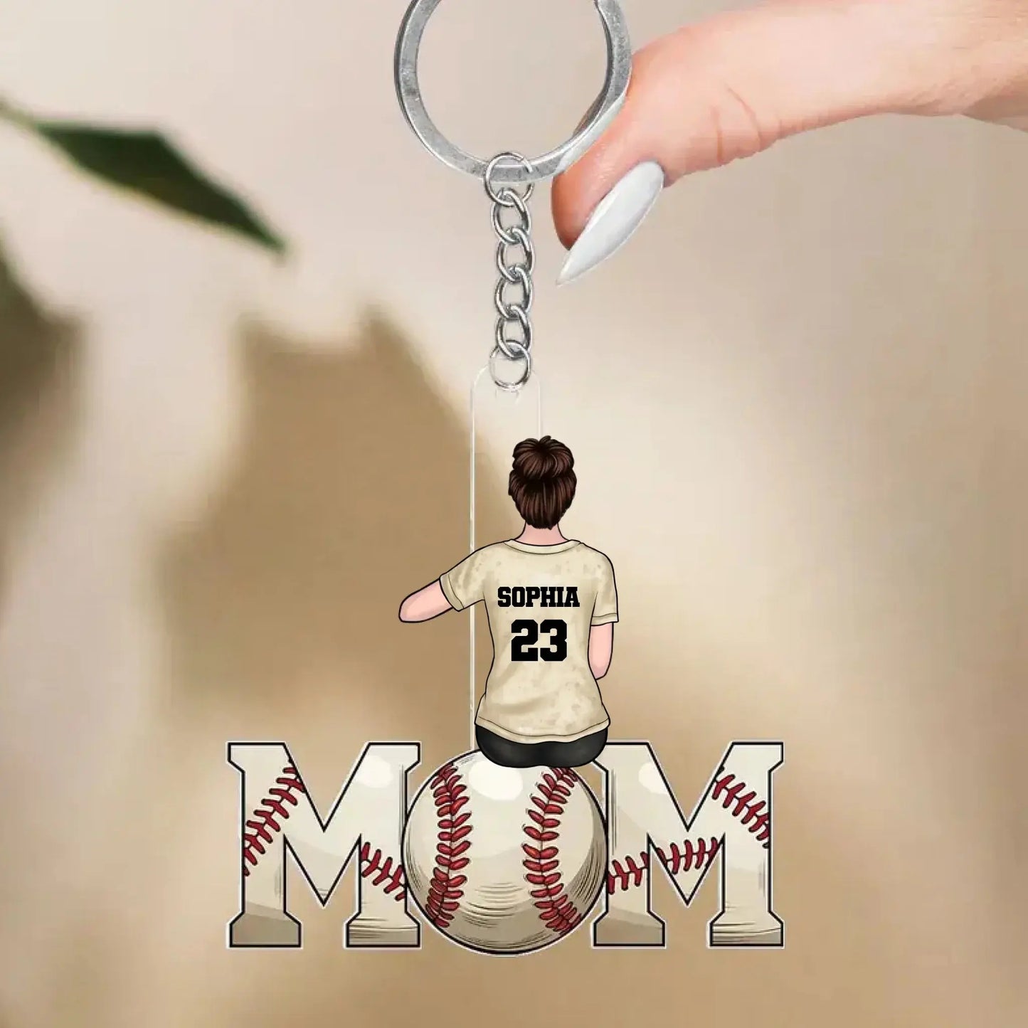 Baseball & Softball Mom with Kids – Personalized Acrylic Keychain – Custom Mother’s Day Gift for Sports Moms Ezcustomize