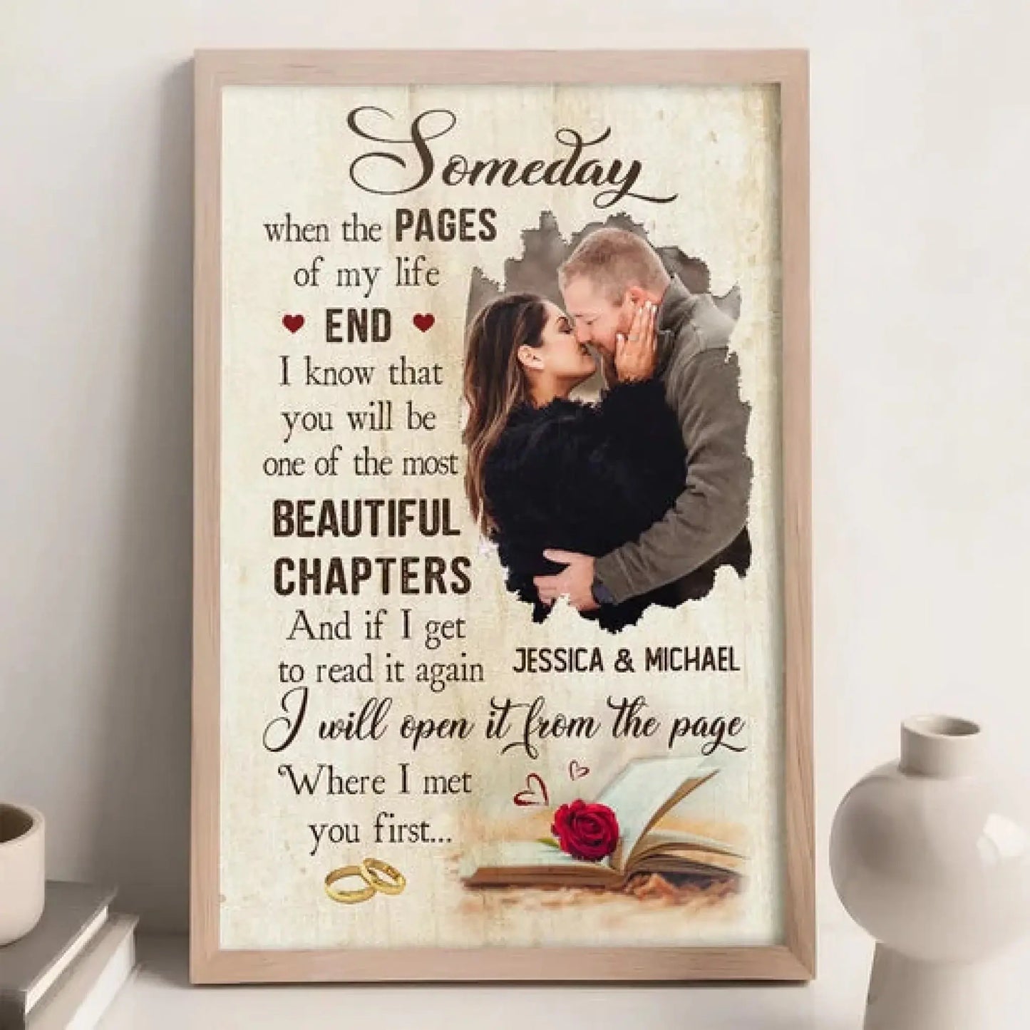 "Beautiful Chapters" Book-Inspired Art – Personalized Poster/Canvas – Unique Gift for Couples, Family & Loved Ones Ezcustomize