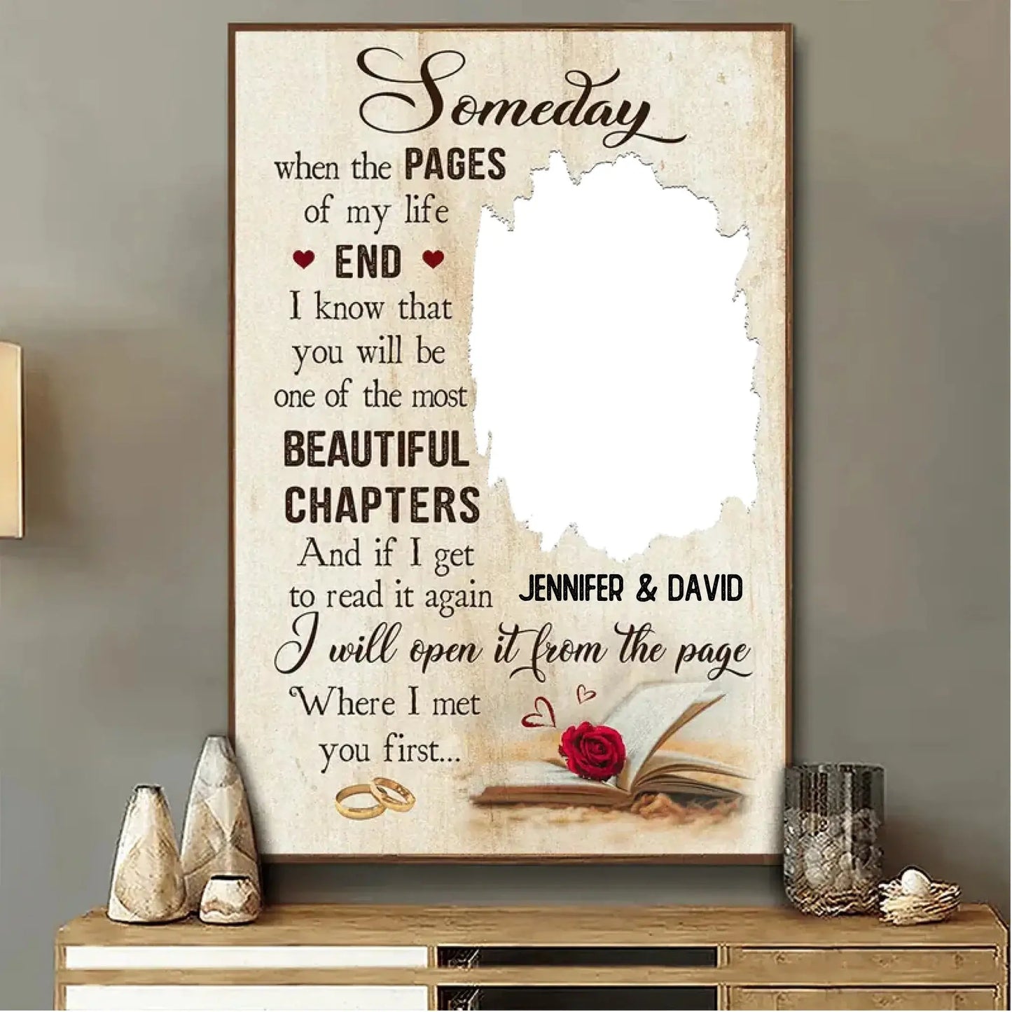 "Beautiful Chapters" Book-Inspired Art – Personalized Poster/Canvas – Unique Gift for Couples, Family & Loved Ones Ezcustomize