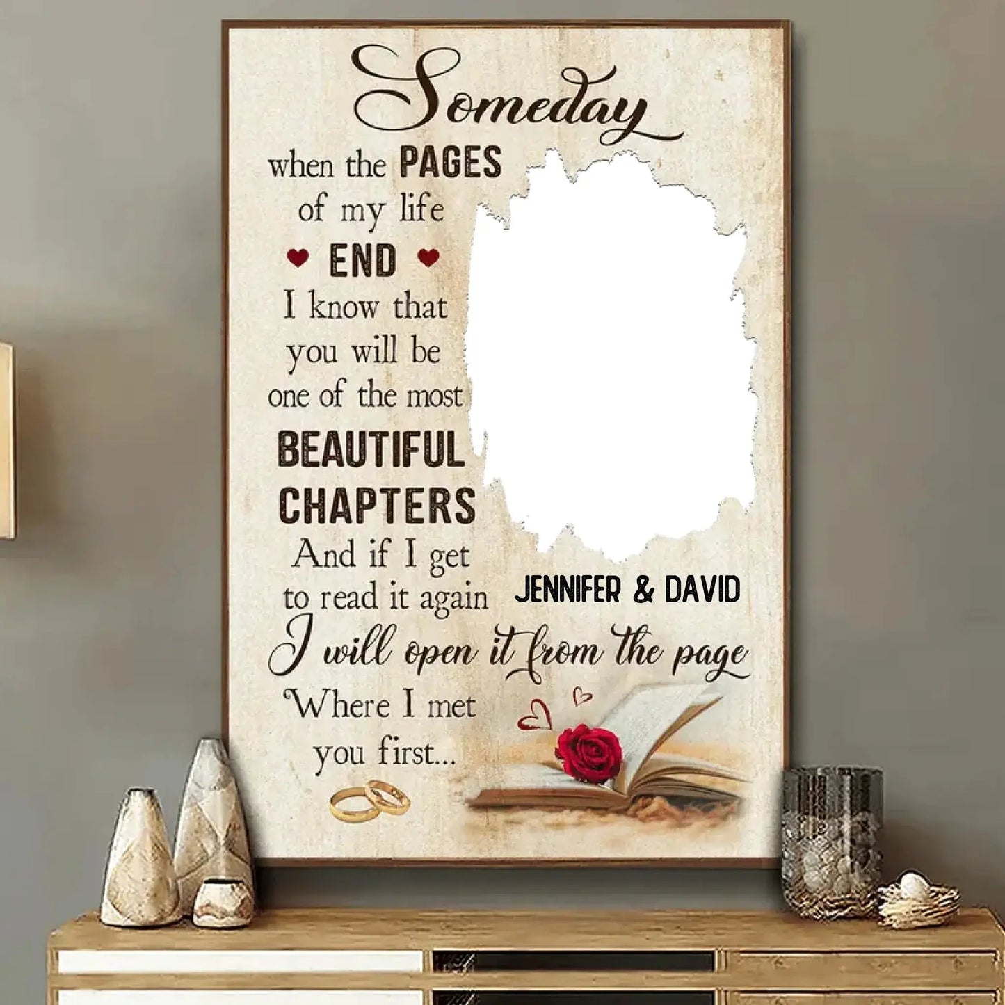 "Beautiful Chapters" Book-Inspired Art – Personalized Poster/Canvas – Unique Gift for Couples, Family & Loved Ones Ezcustomize