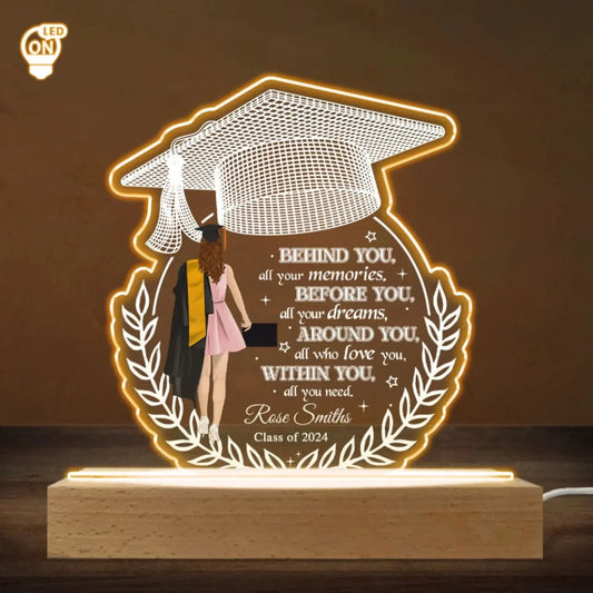 Behind You Are All Your Memories – Personalized Custom LED Light Gift for Graduation, Inspirational Keepsake for Graduates Ezcustomize